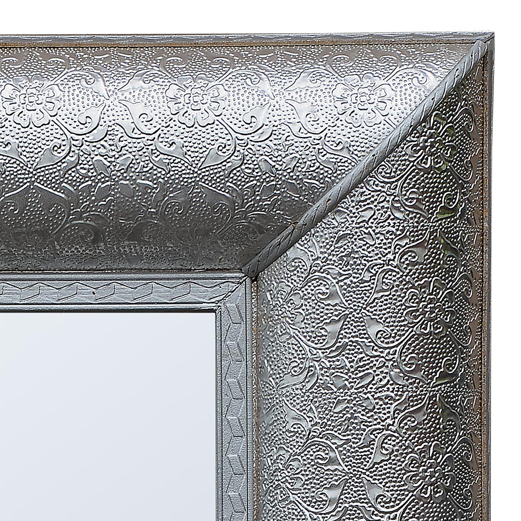 Chaandhi Kar Metal Embossed Mirror - Silver