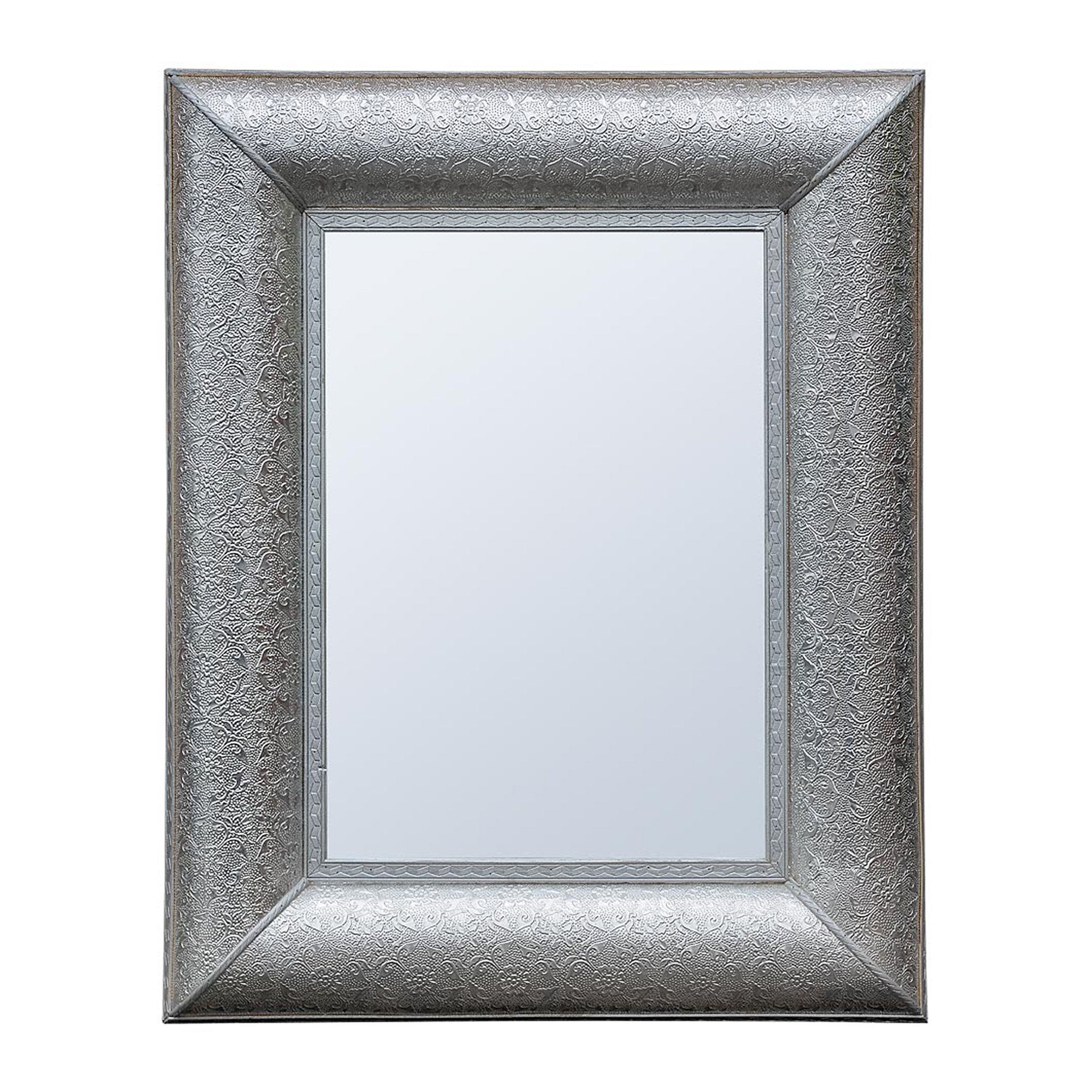 Chaandhi Kar Metal Embossed Mirror - Silver