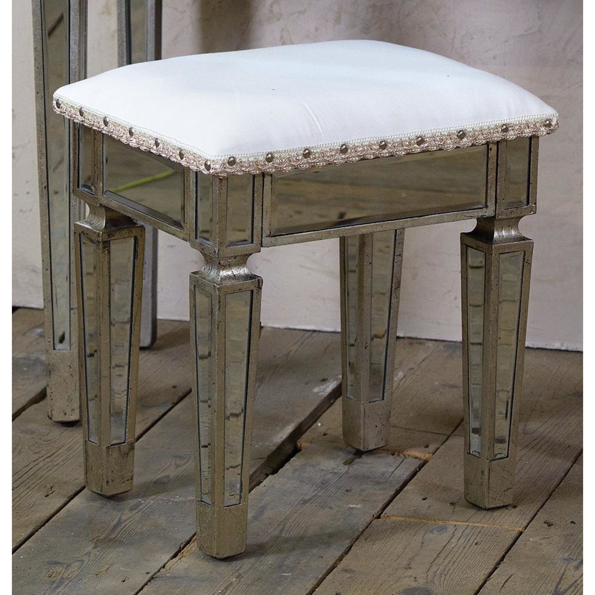Vintage Venezia Mirrored Dressing Table - Antique Silver 