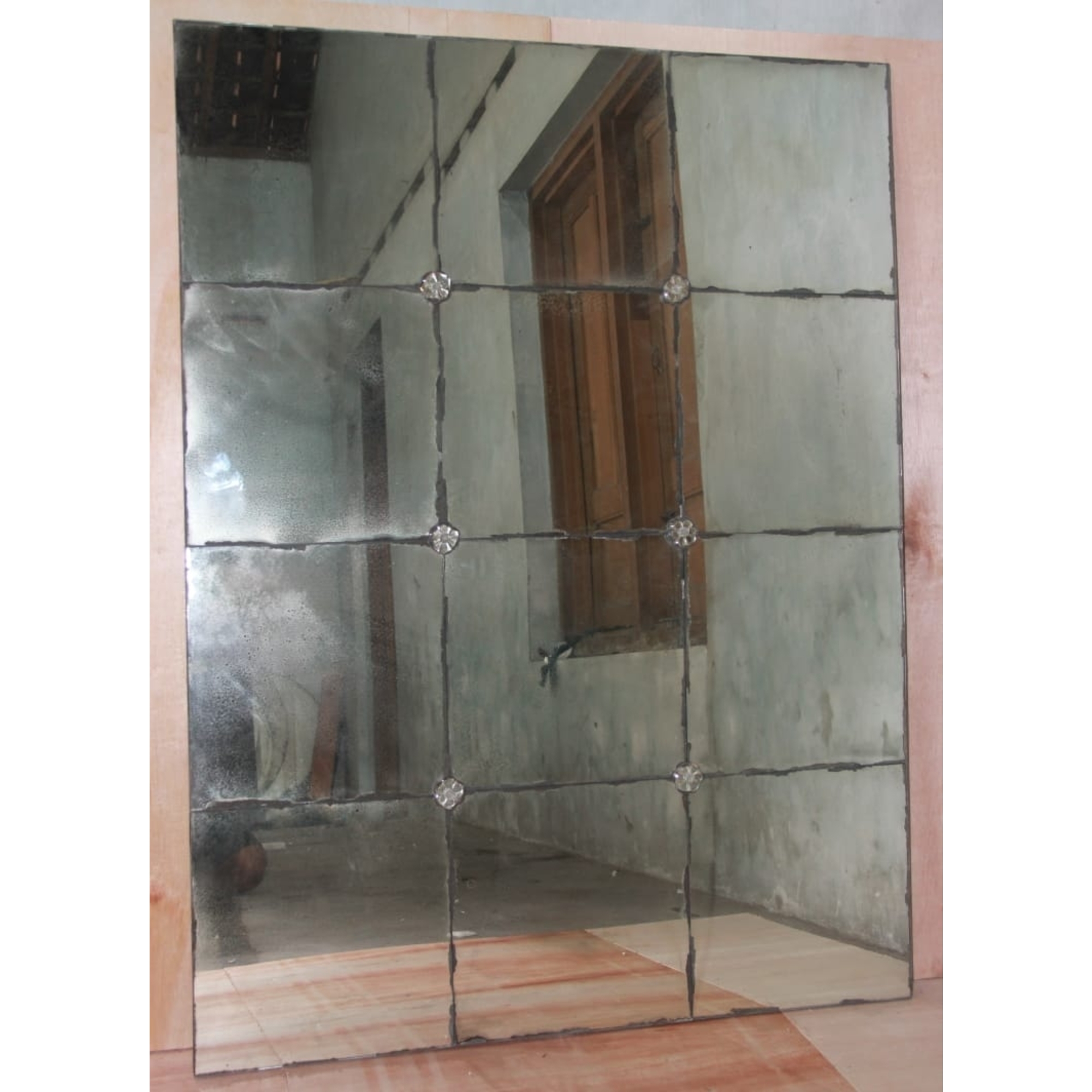 Venetian Antique Small Rectangular Mirror with Aged Mirror Squares and Bezels