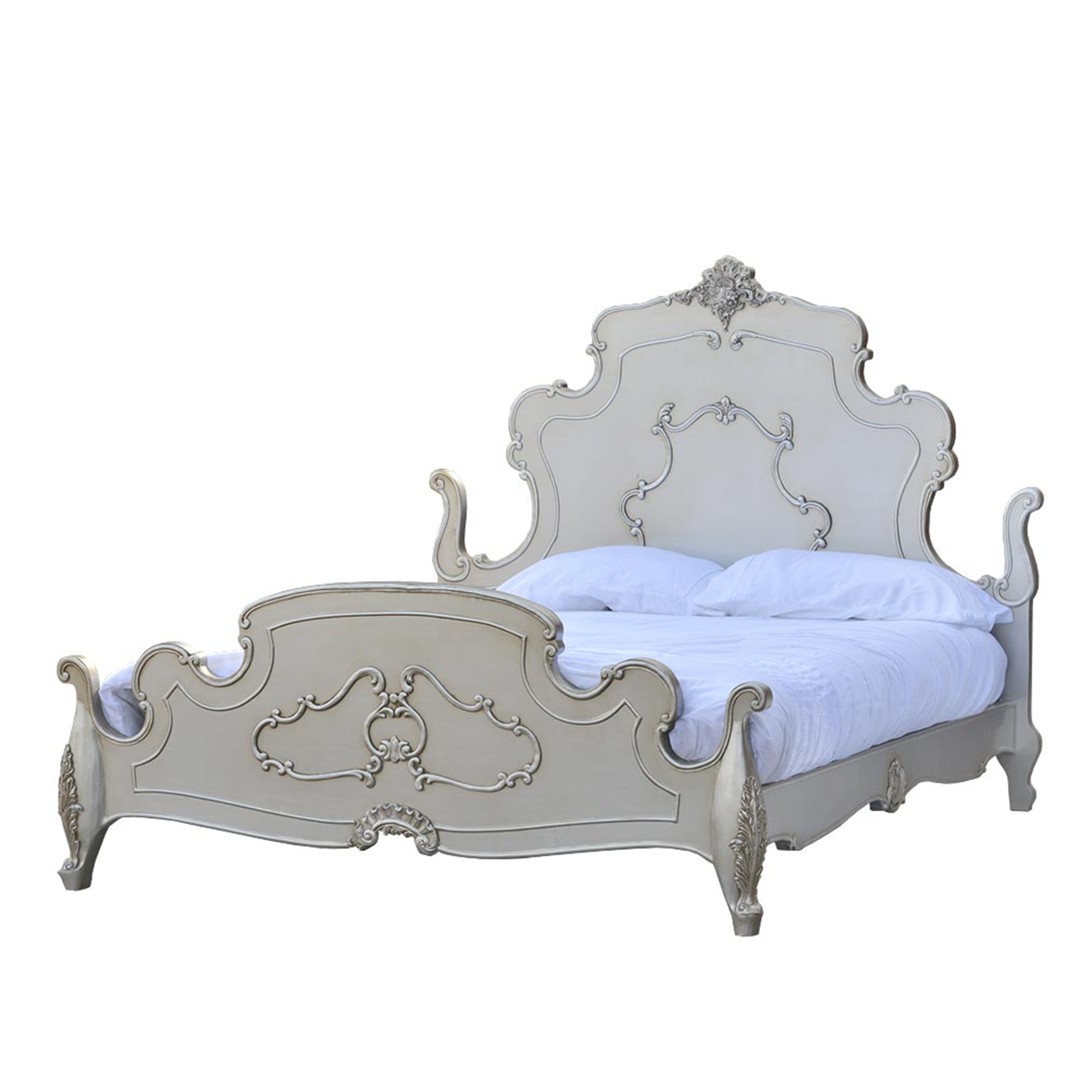 Boudoir Provence Kingsize Bed - Silver