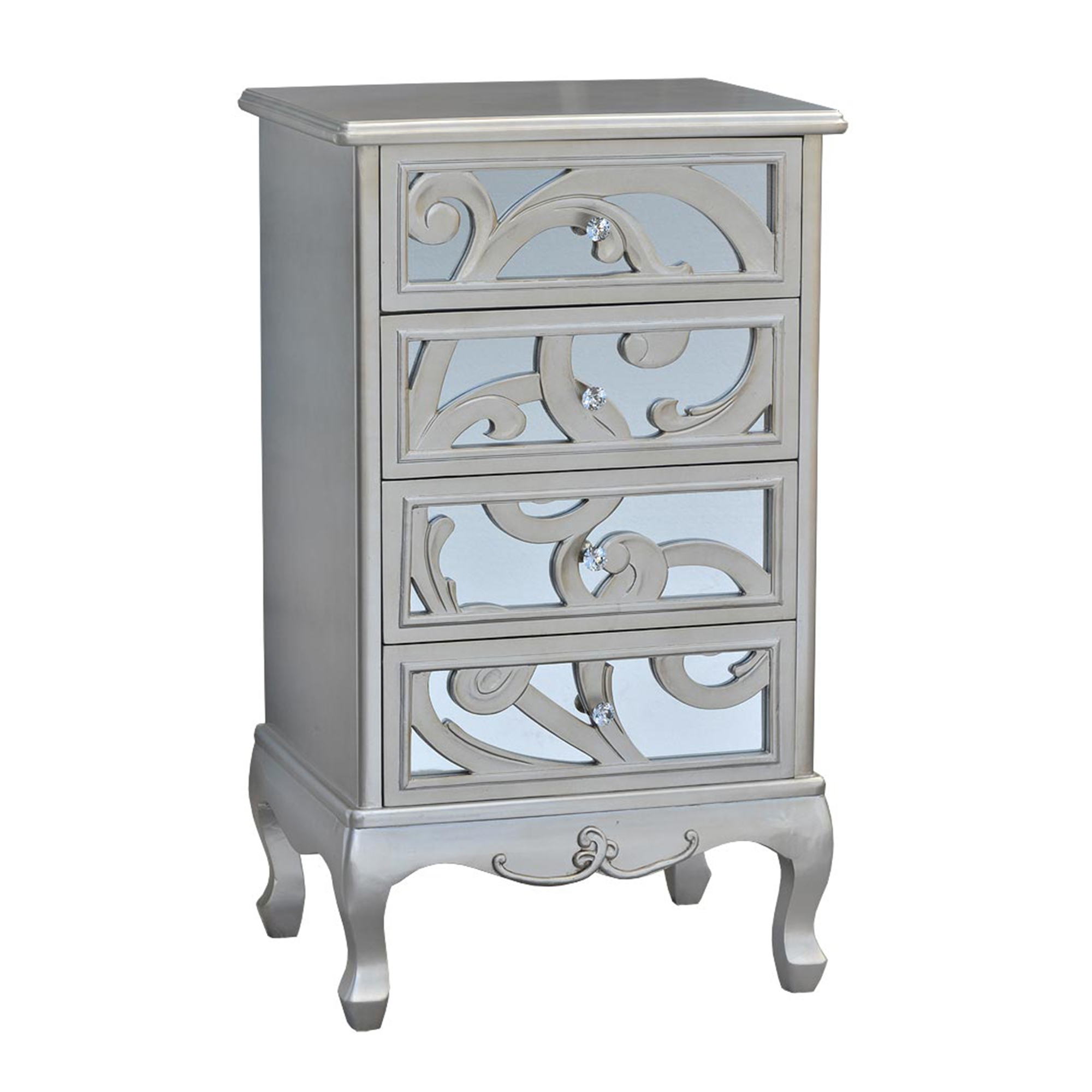 Paisley Tallboy Chest of Drawers - Silver