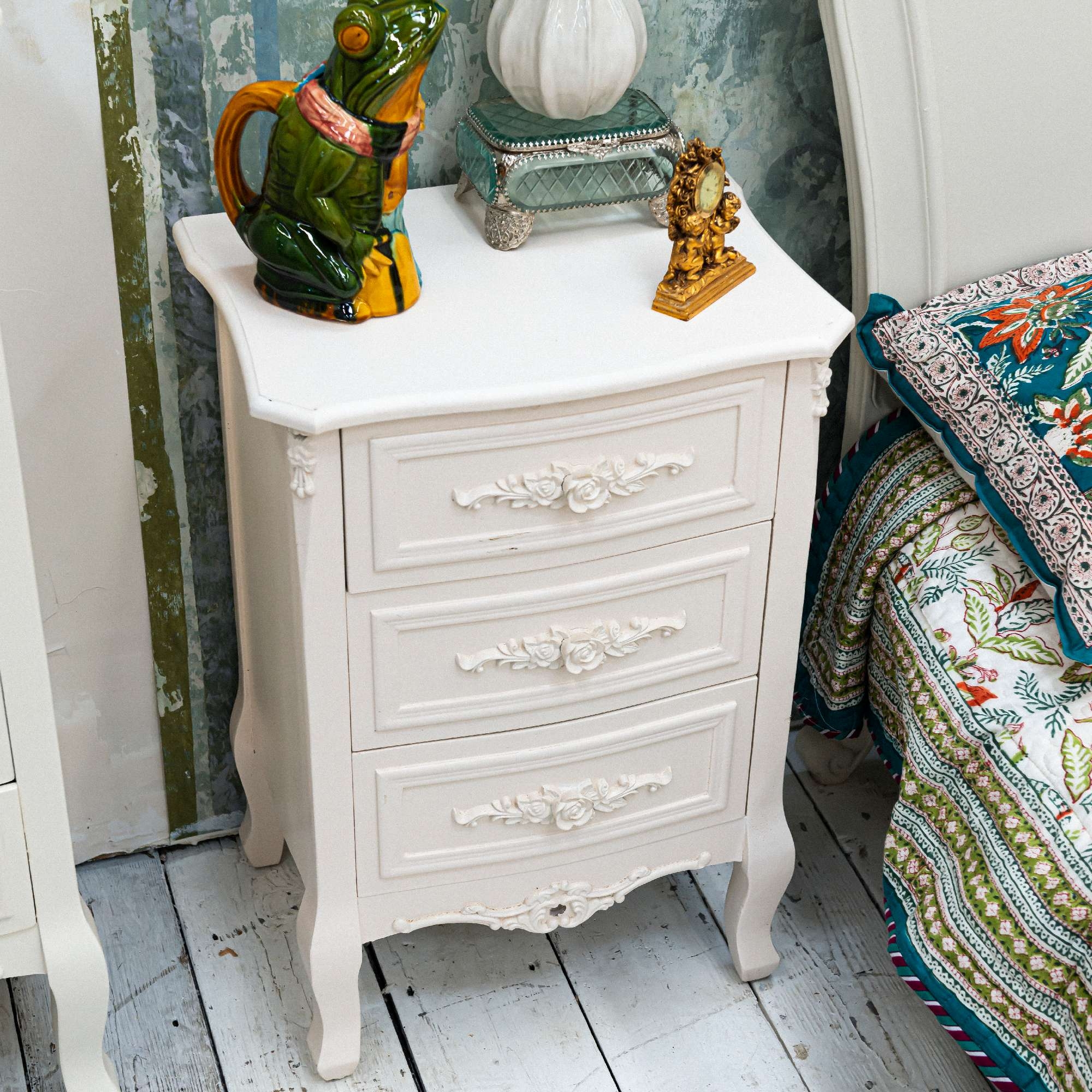 Rose White Bedside Table - Soft White