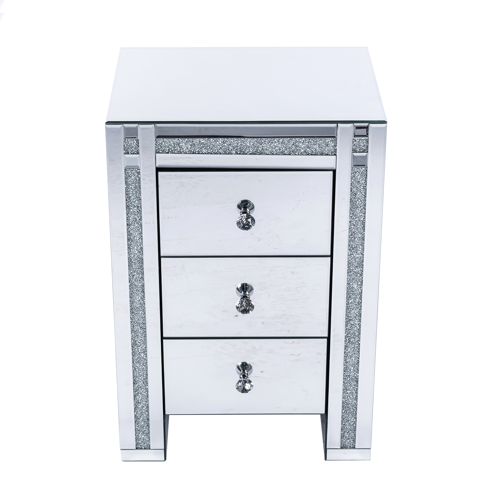 Crushed Diamond Mirrored Bedside Table 