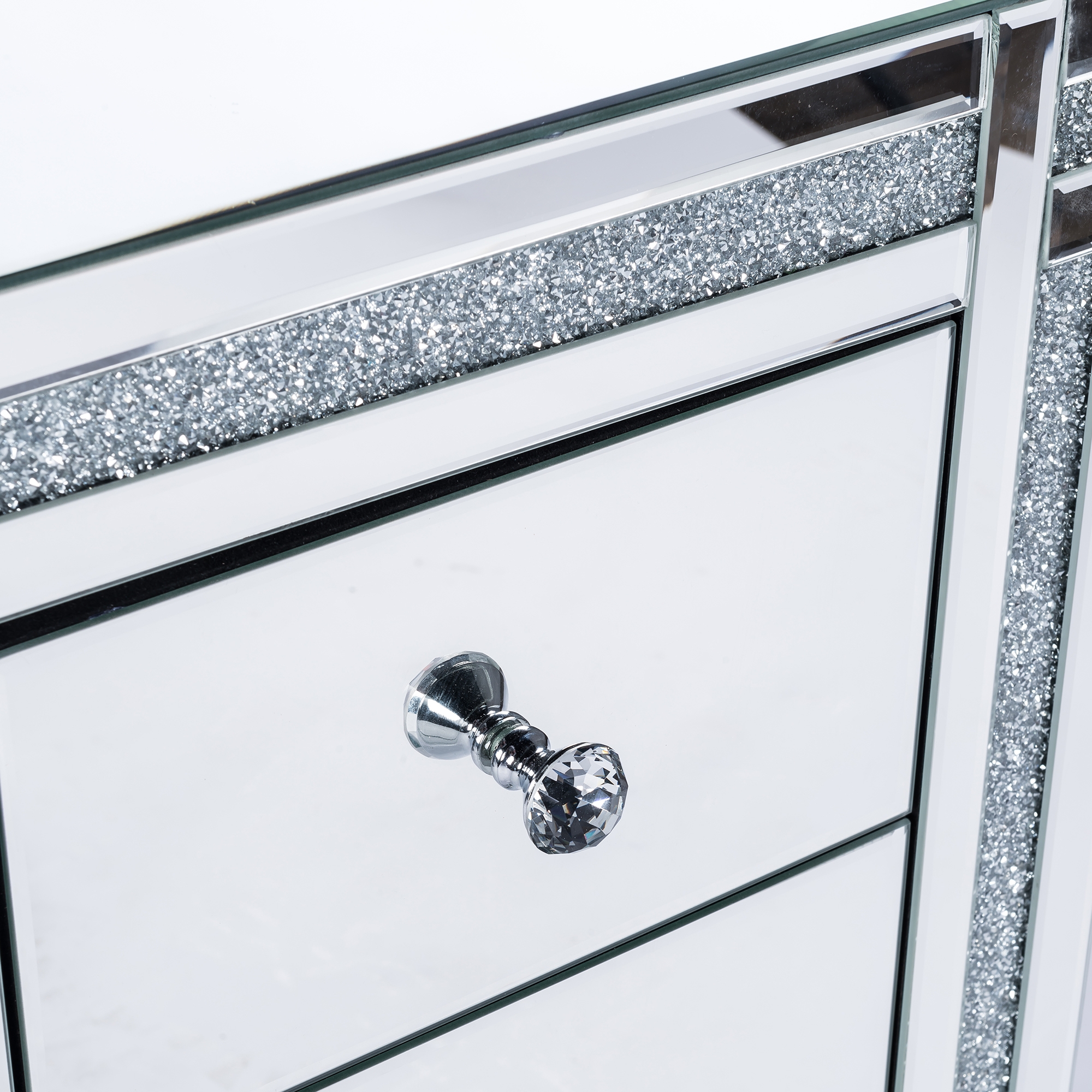Crushed Diamond Mirrored Bedside Table 