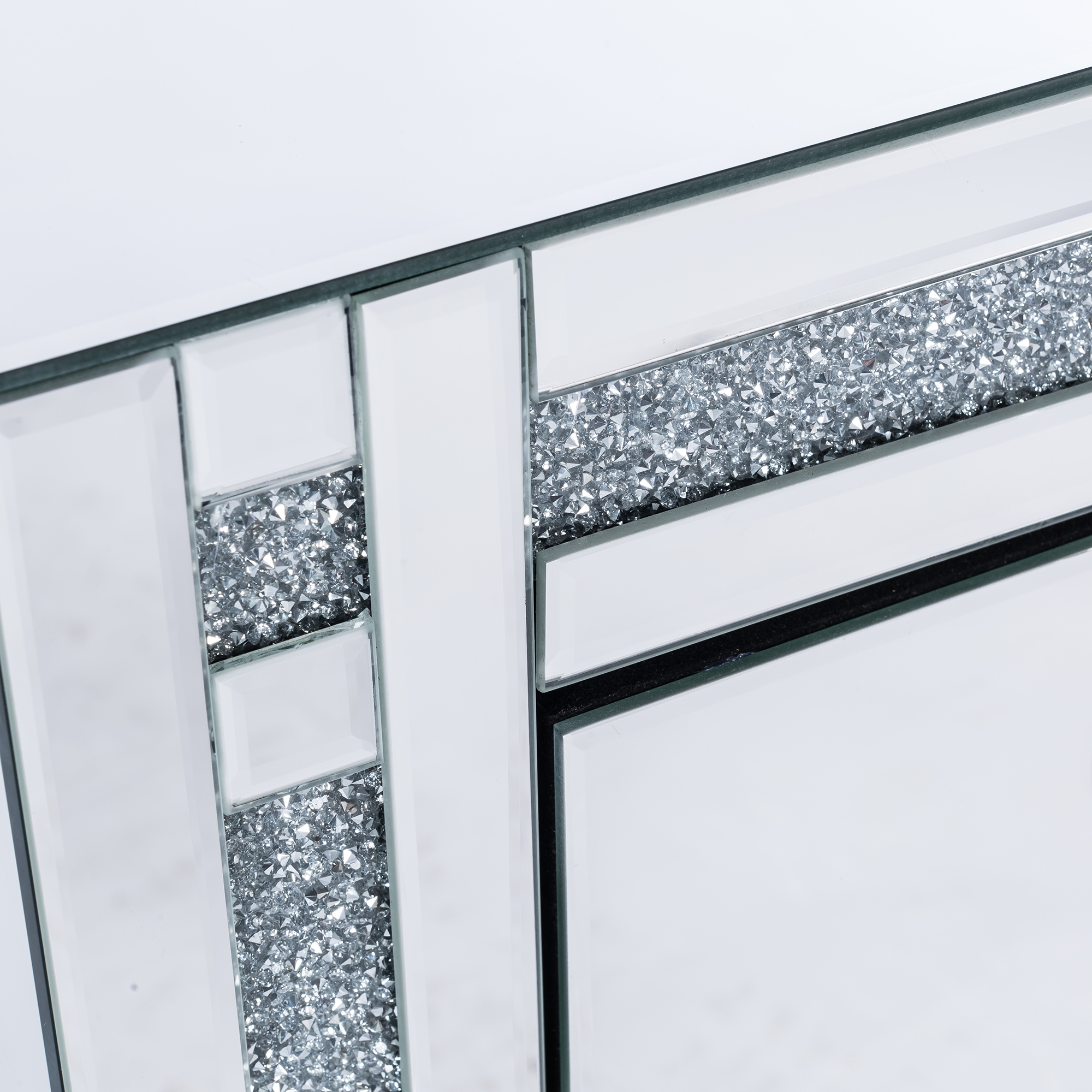 Crushed Diamond Mirrored Bedside Table 
