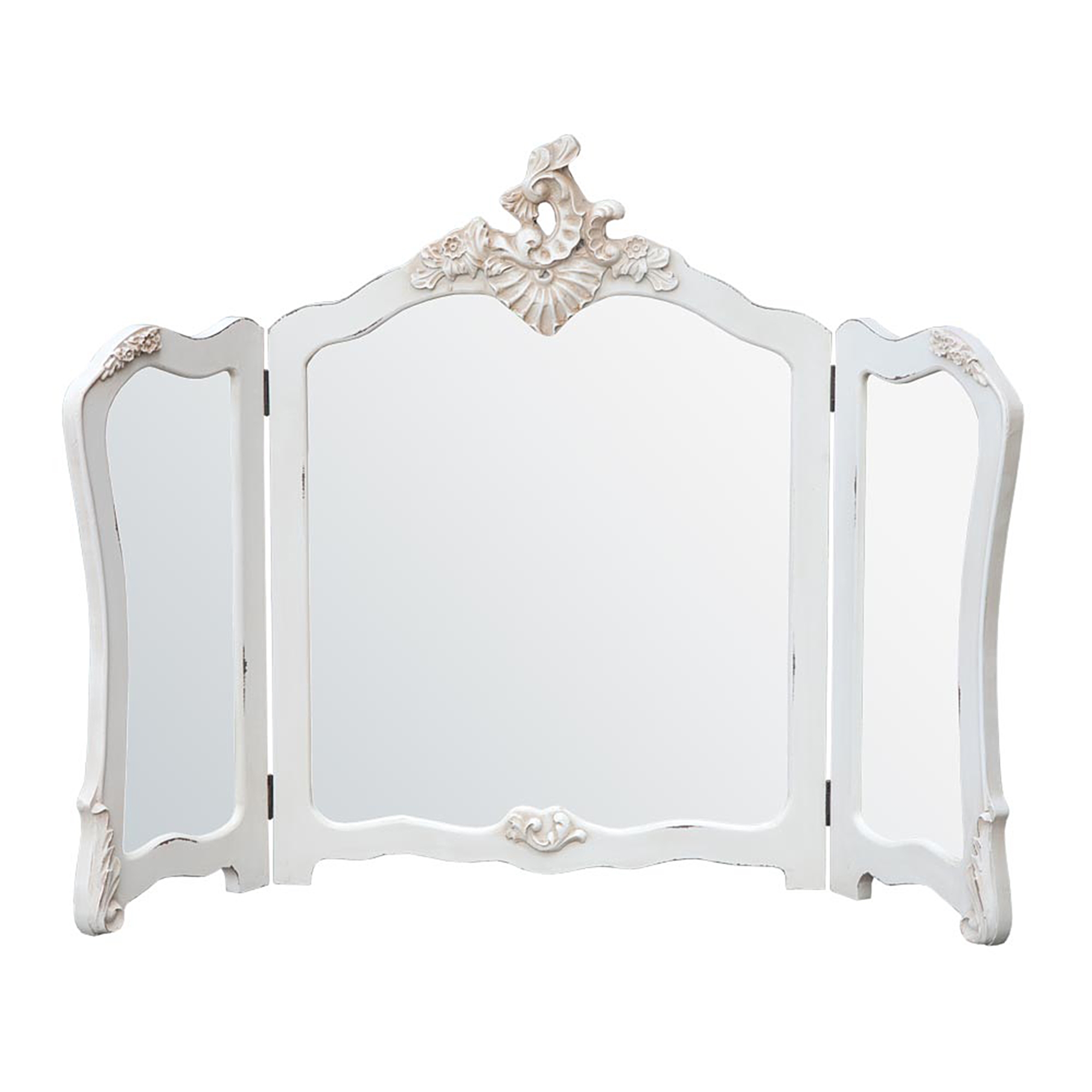 Boudoir Provence Dressing Table Triple Mirror - Antique White