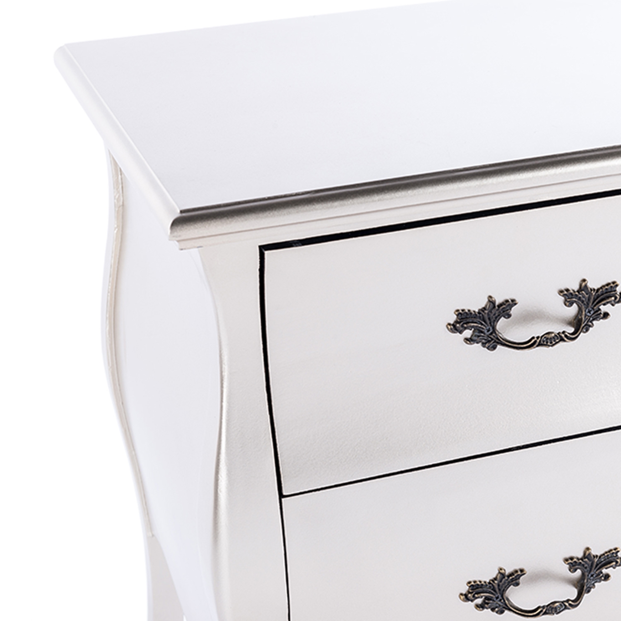Boudoir Bombé Bedside Table - Silver
