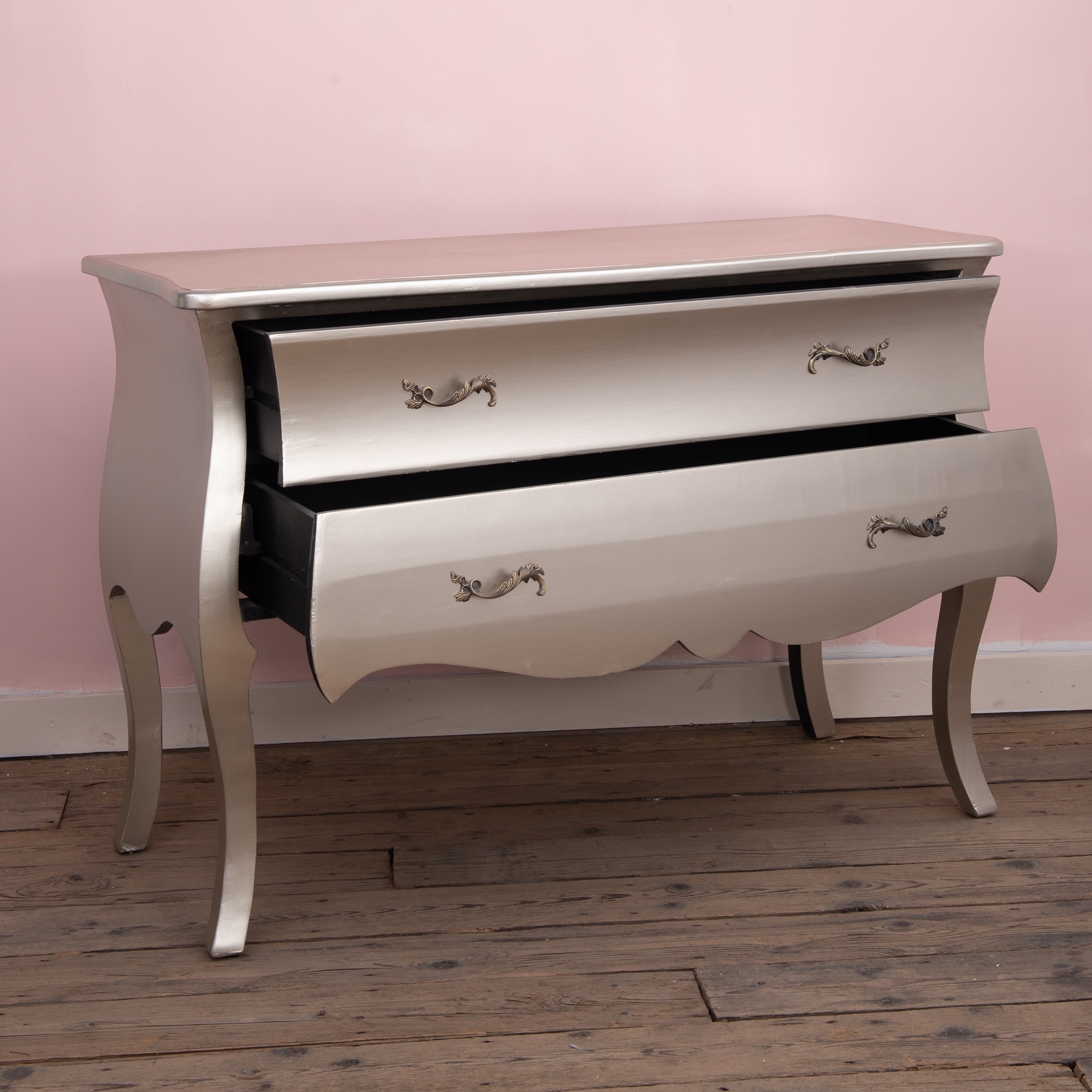Boudoir Bombé Chest of Drawers - Silver