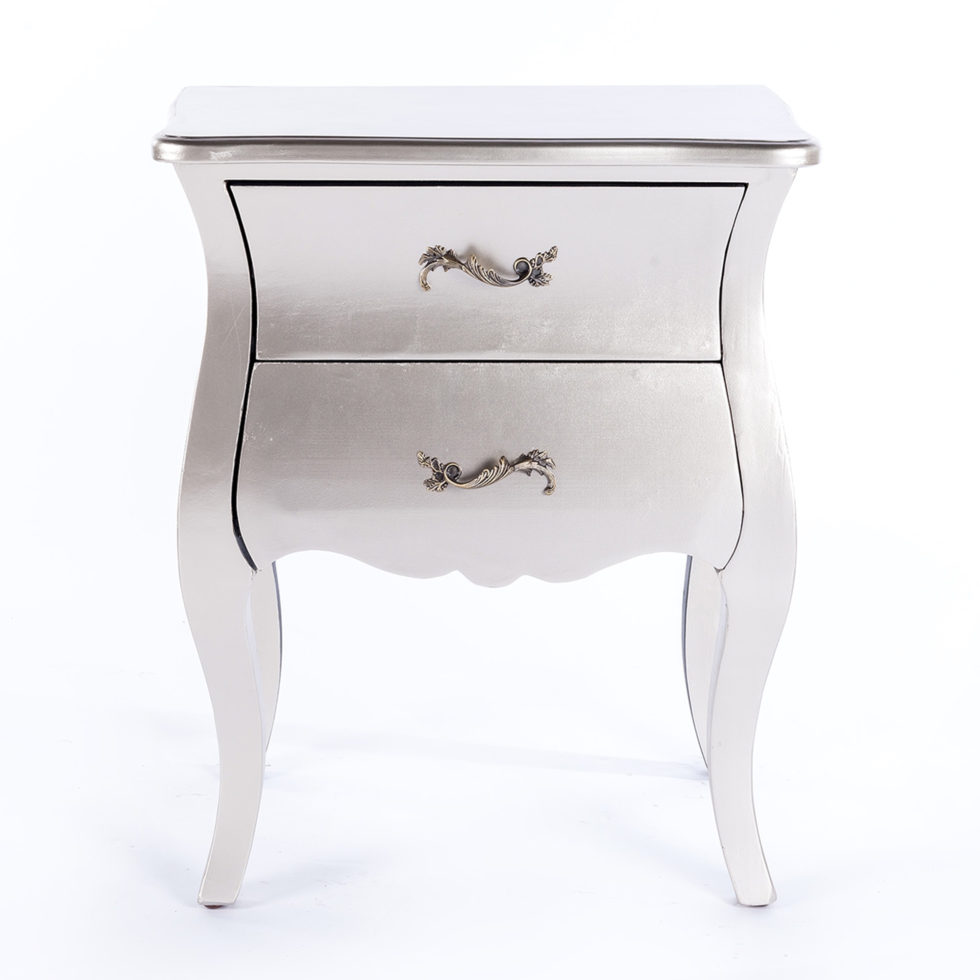 Boudoir Bombé Bedside Table - Silver