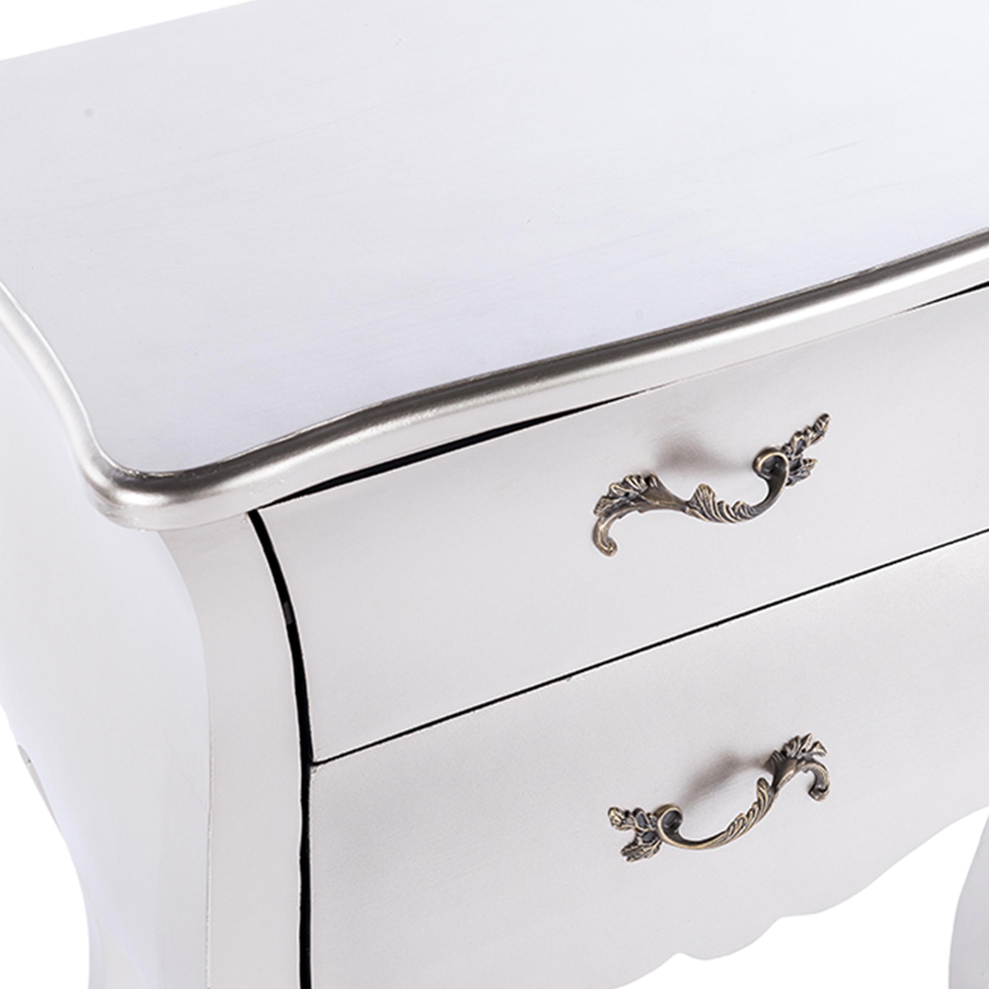 Boudoir Bombé Bedside Table - Silver