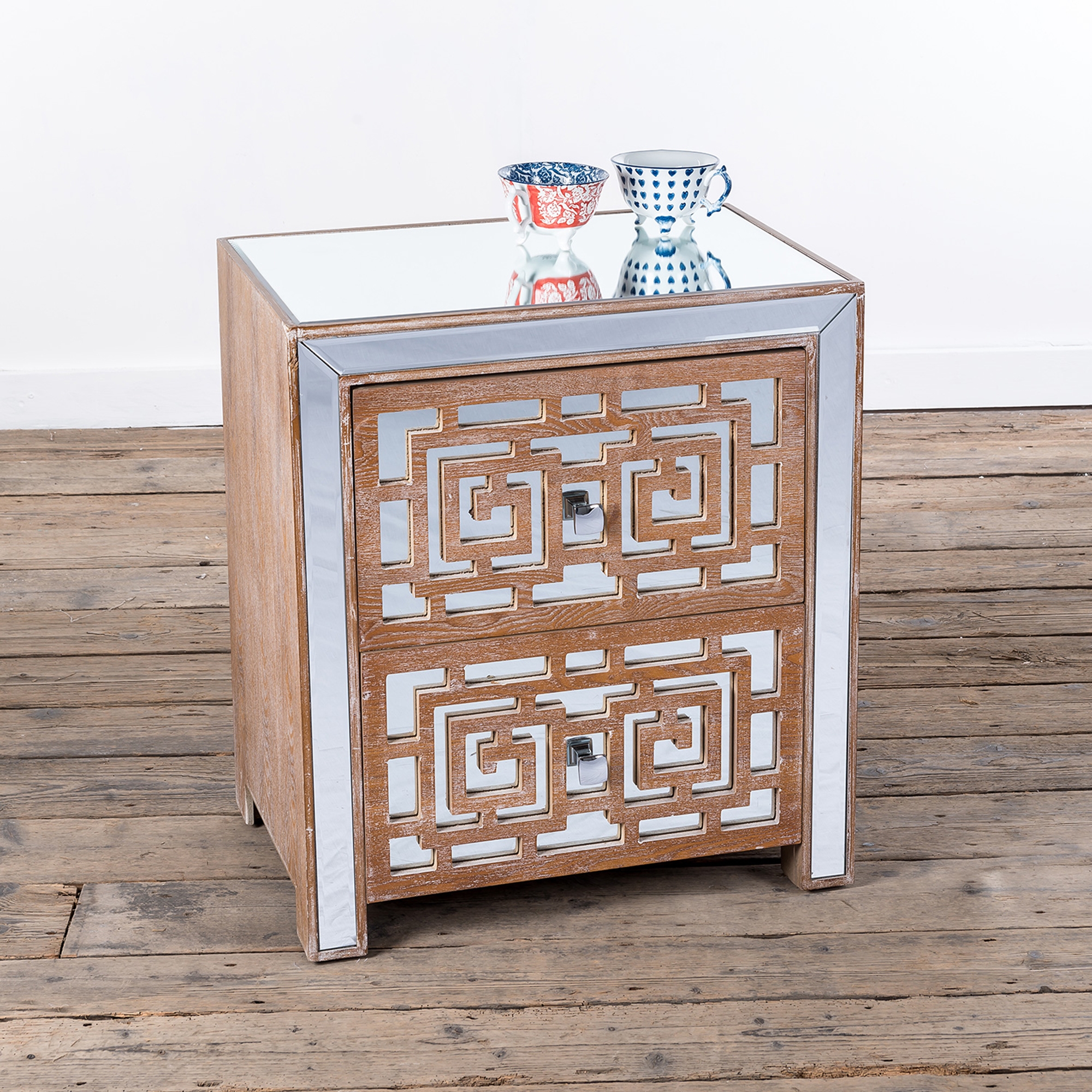 Labyrinth Mirrored Bedside Table