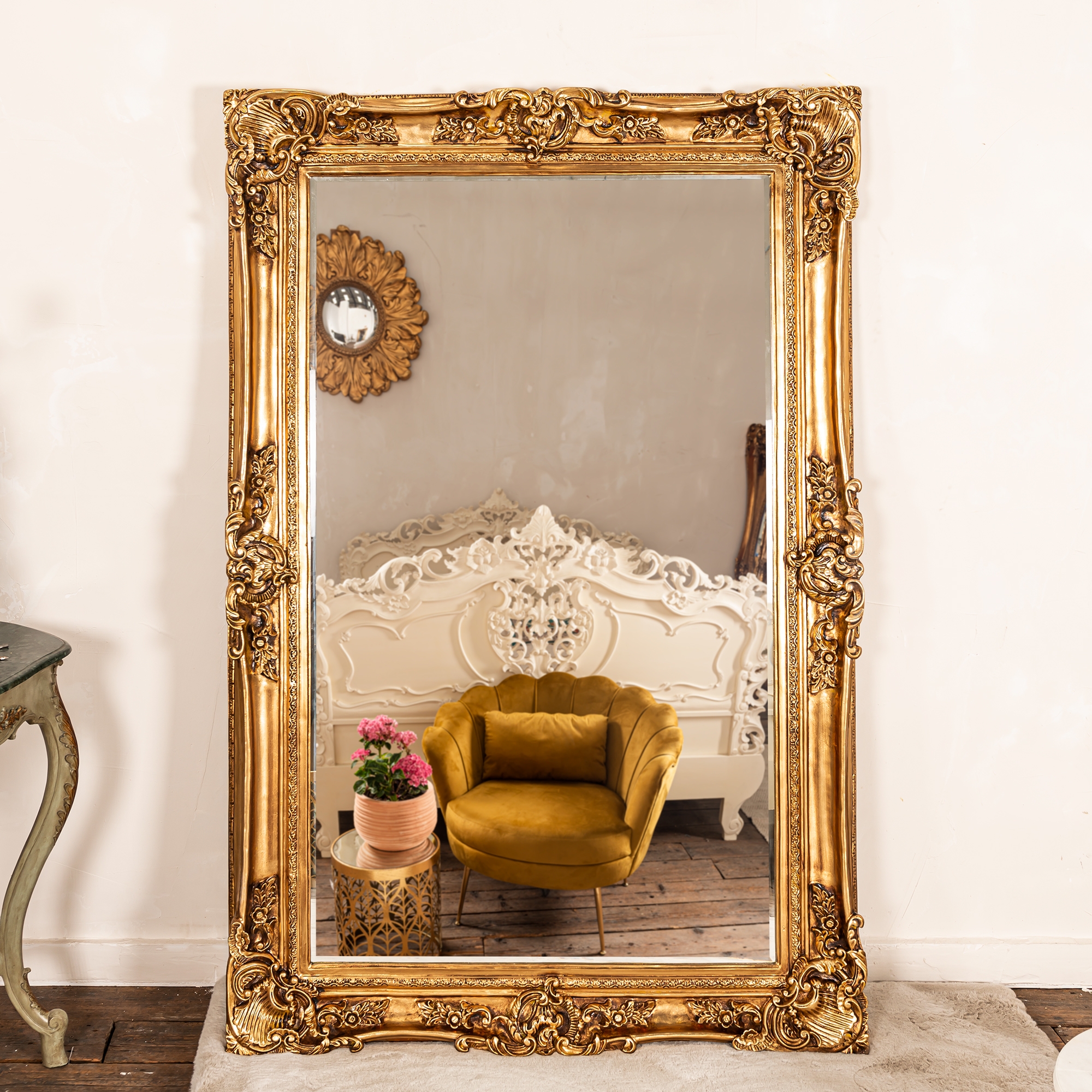 Leonardo Antique Style Gold Large Floor Standing Decorative Wall Mirror