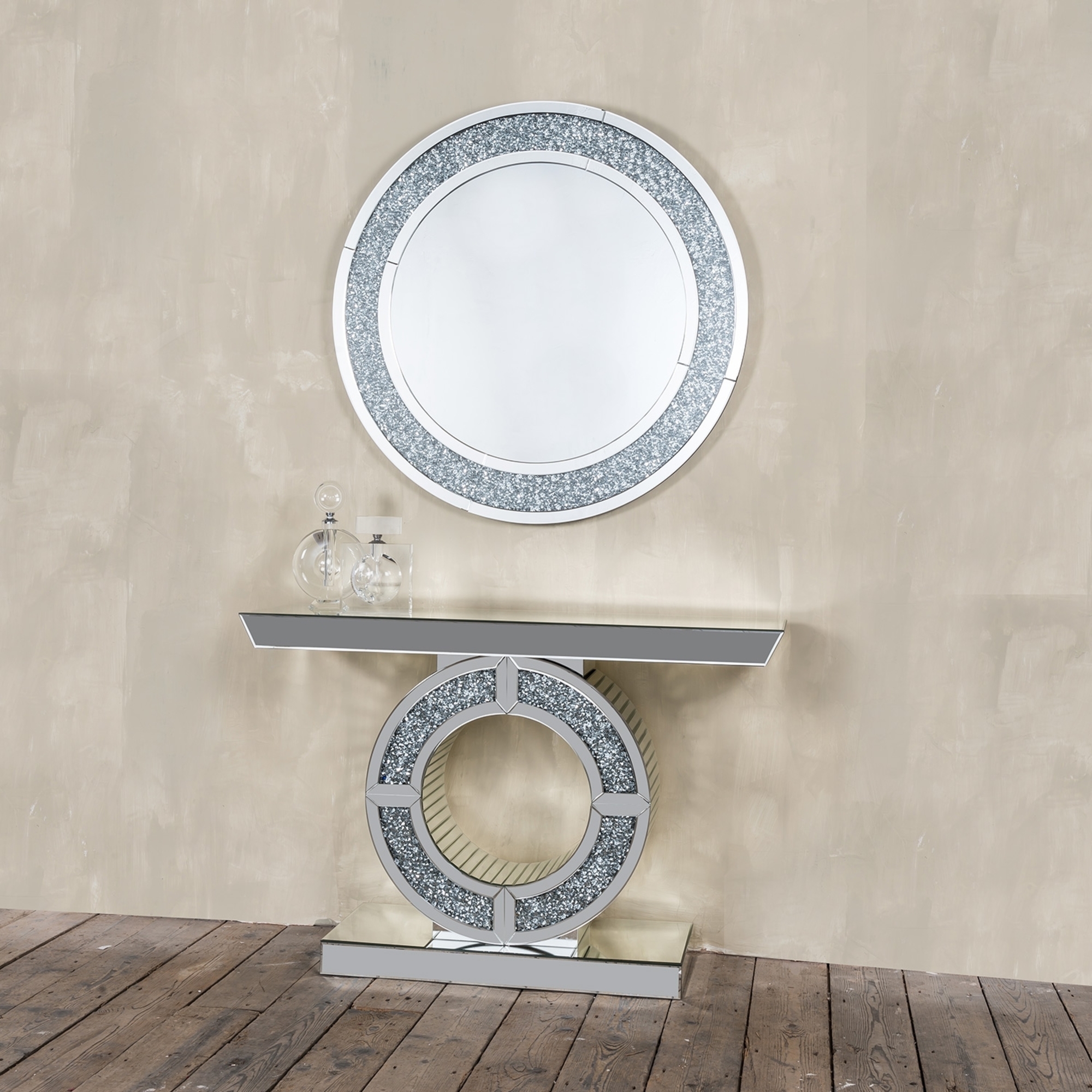 Crushed Diamond Round Mirror