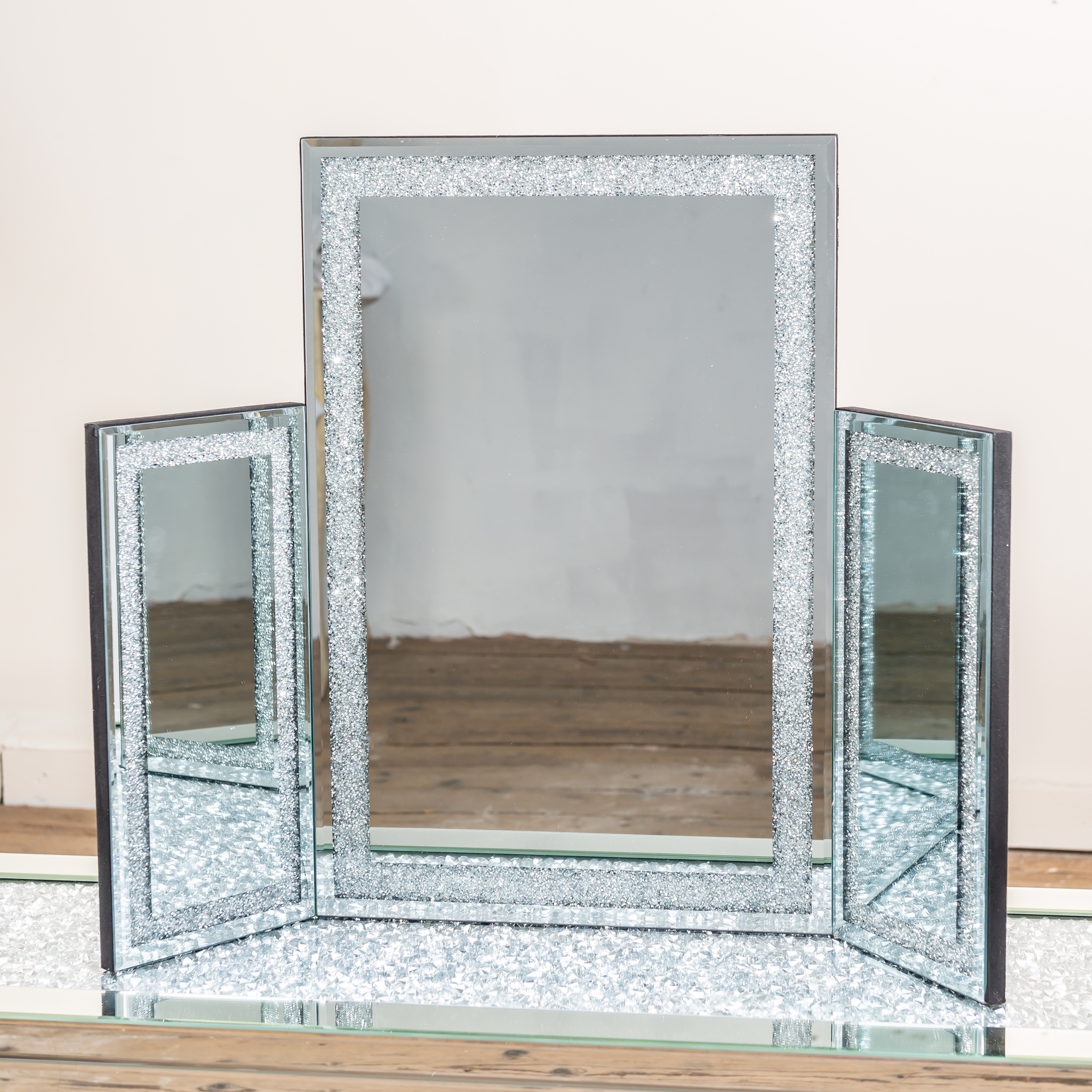 Crushed Diamond Triple Dressing Table Mirror