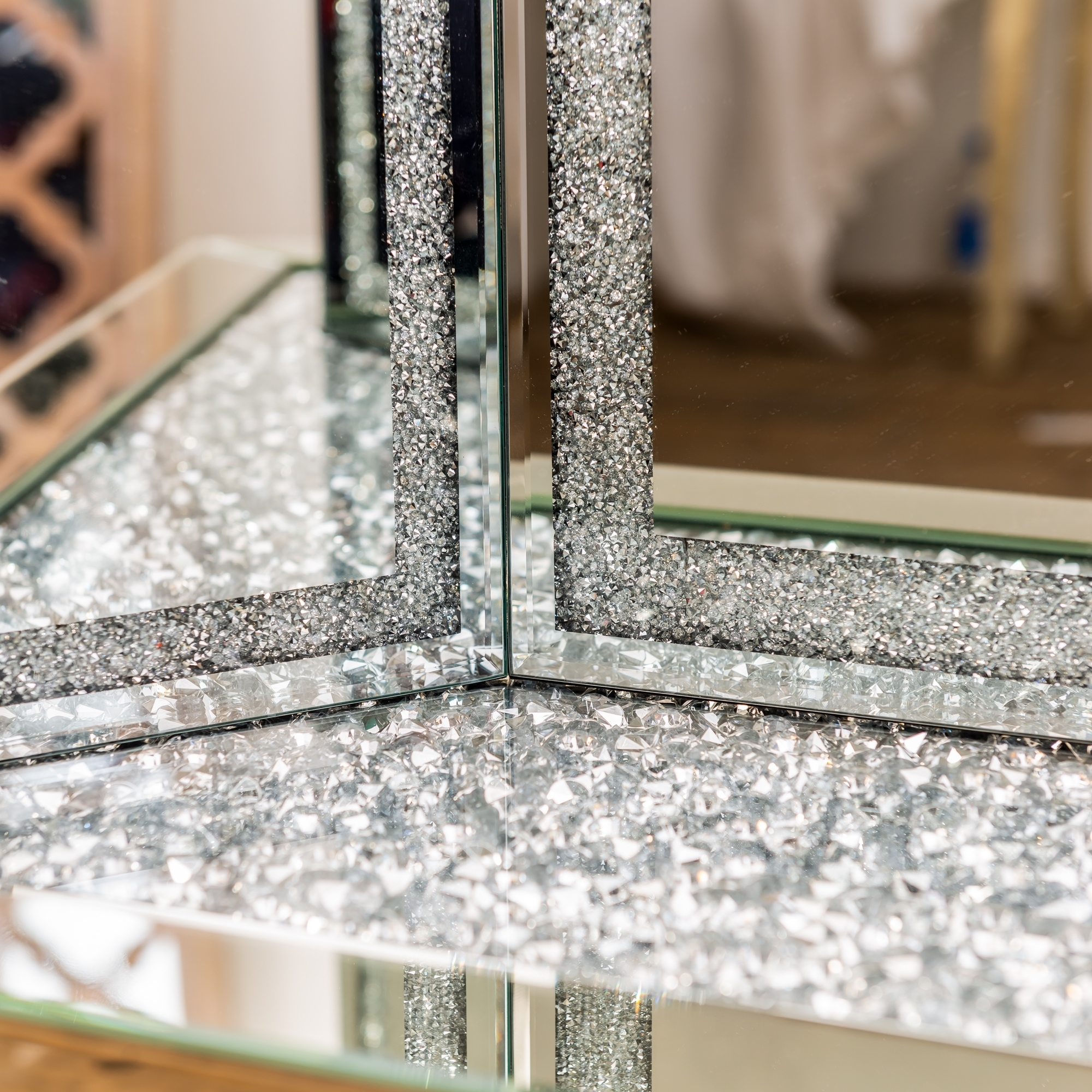 Crushed Diamond Triple Dressing Table Mirror