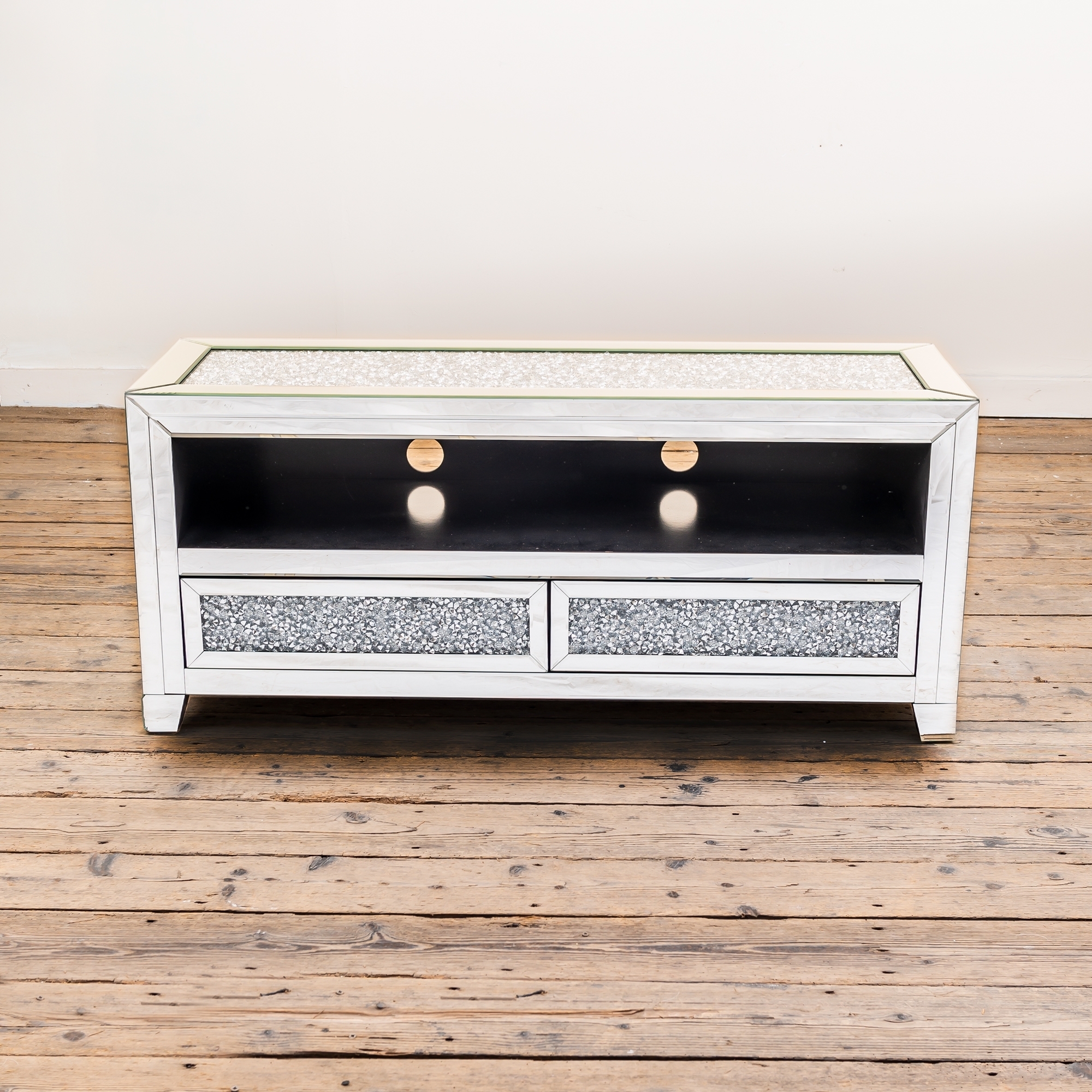 Crushed Diamond Mirrored TV Media Unit