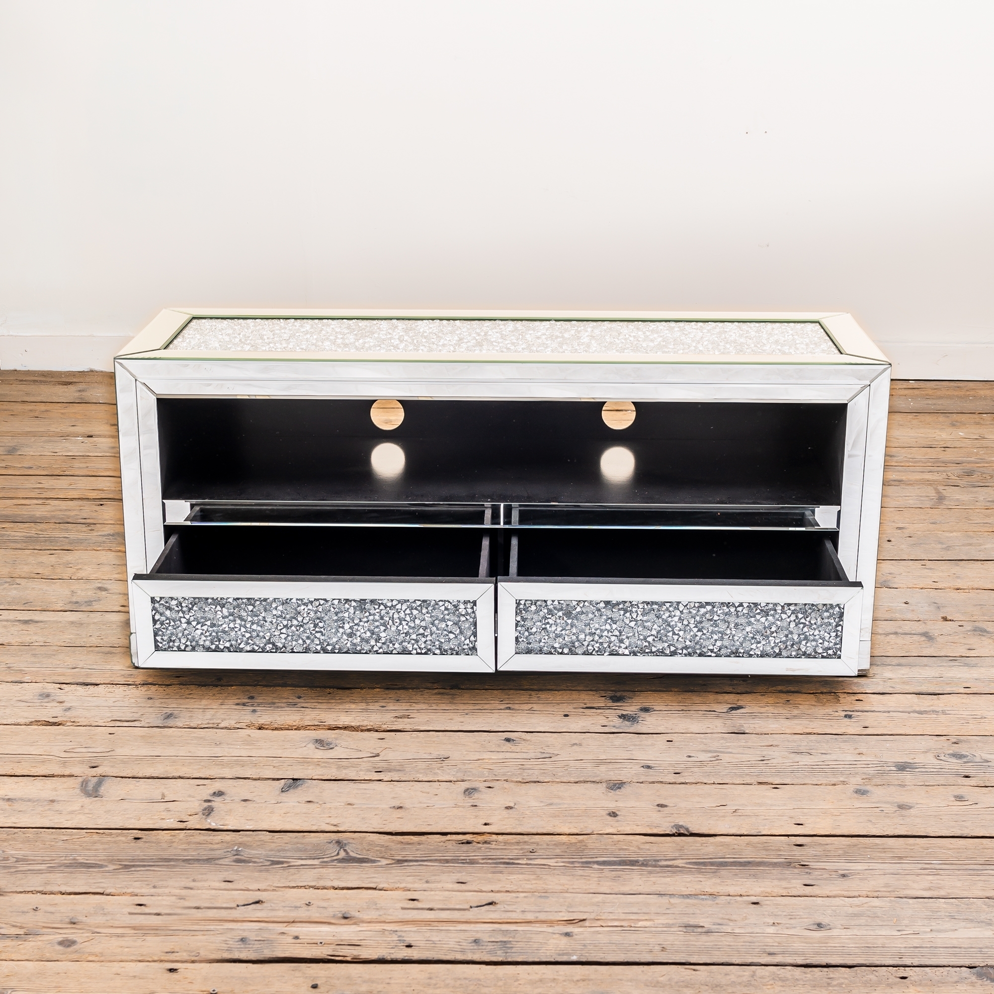 Crushed Diamond Mirrored TV Media Unit