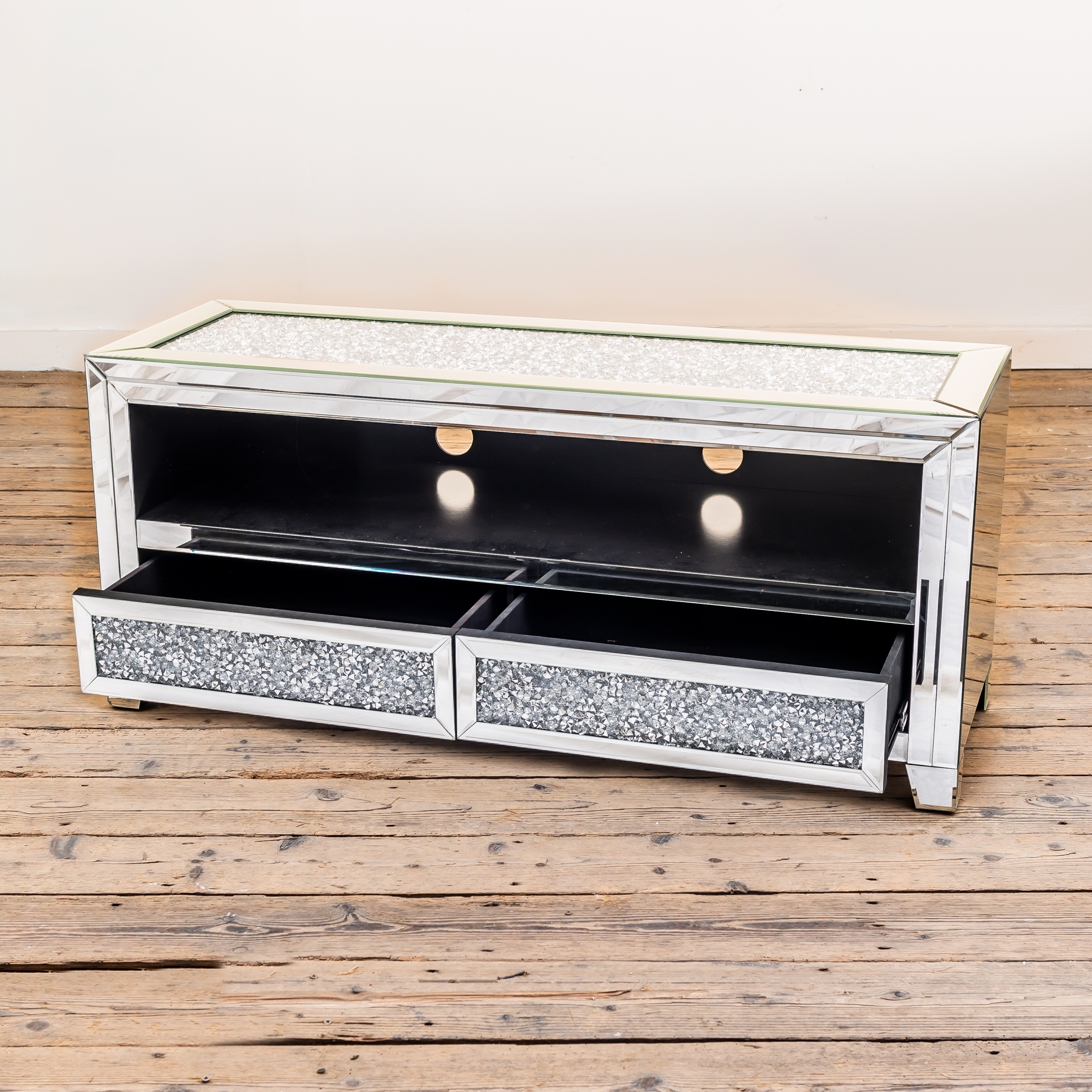Crushed Diamond Mirrored TV Media Unit