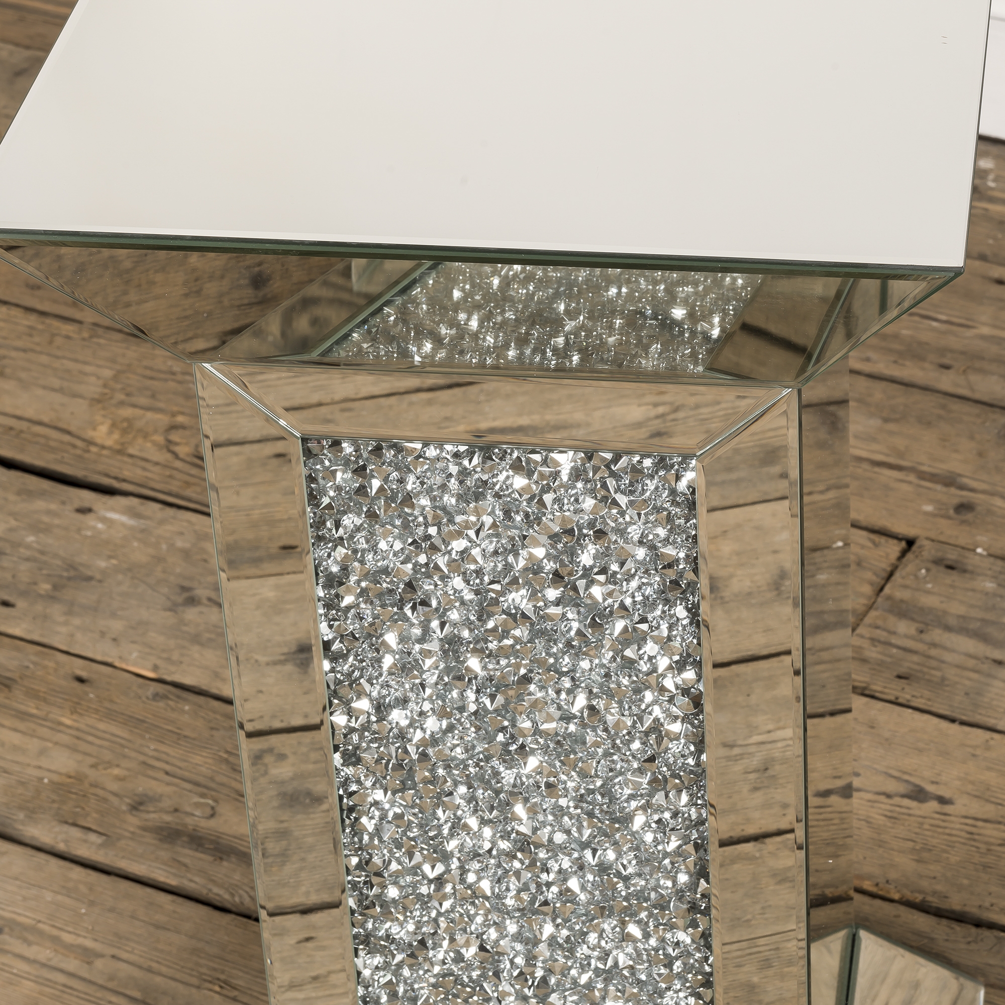 Crushed Diamond Mirrored Occasional Plinth