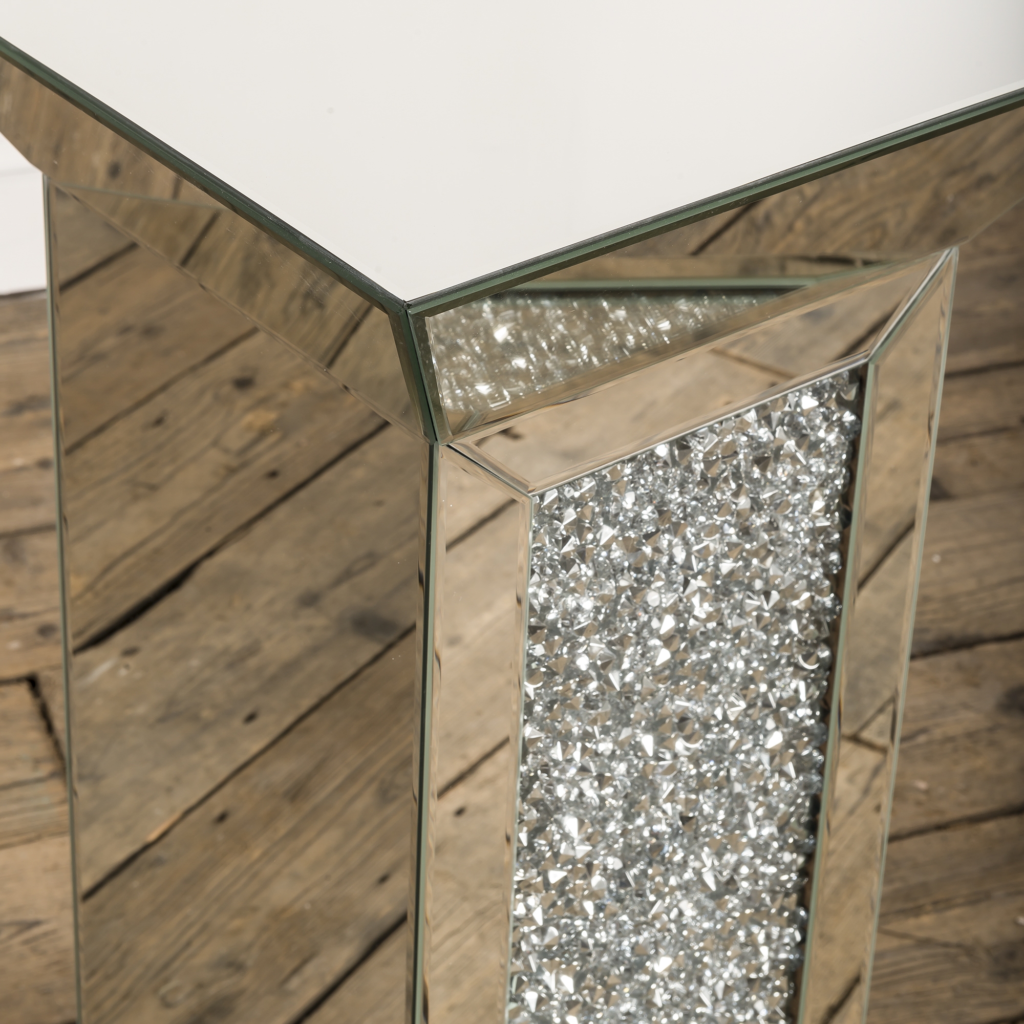 Crushed Diamond Mirrored Occasional Plinth
