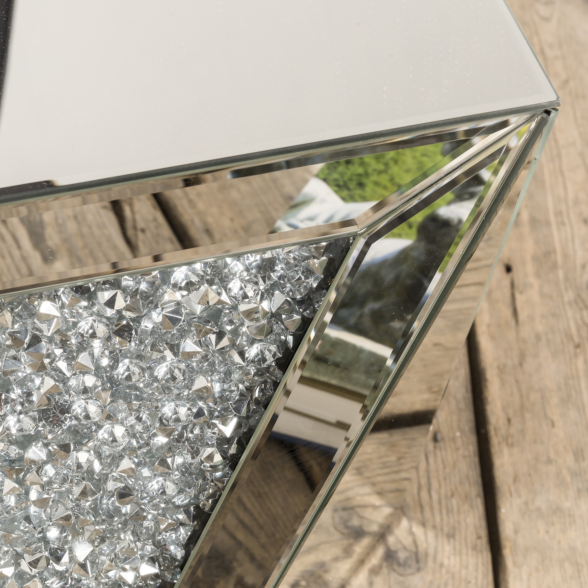 Crushed Diamond Mirrored Occasional Side Table 