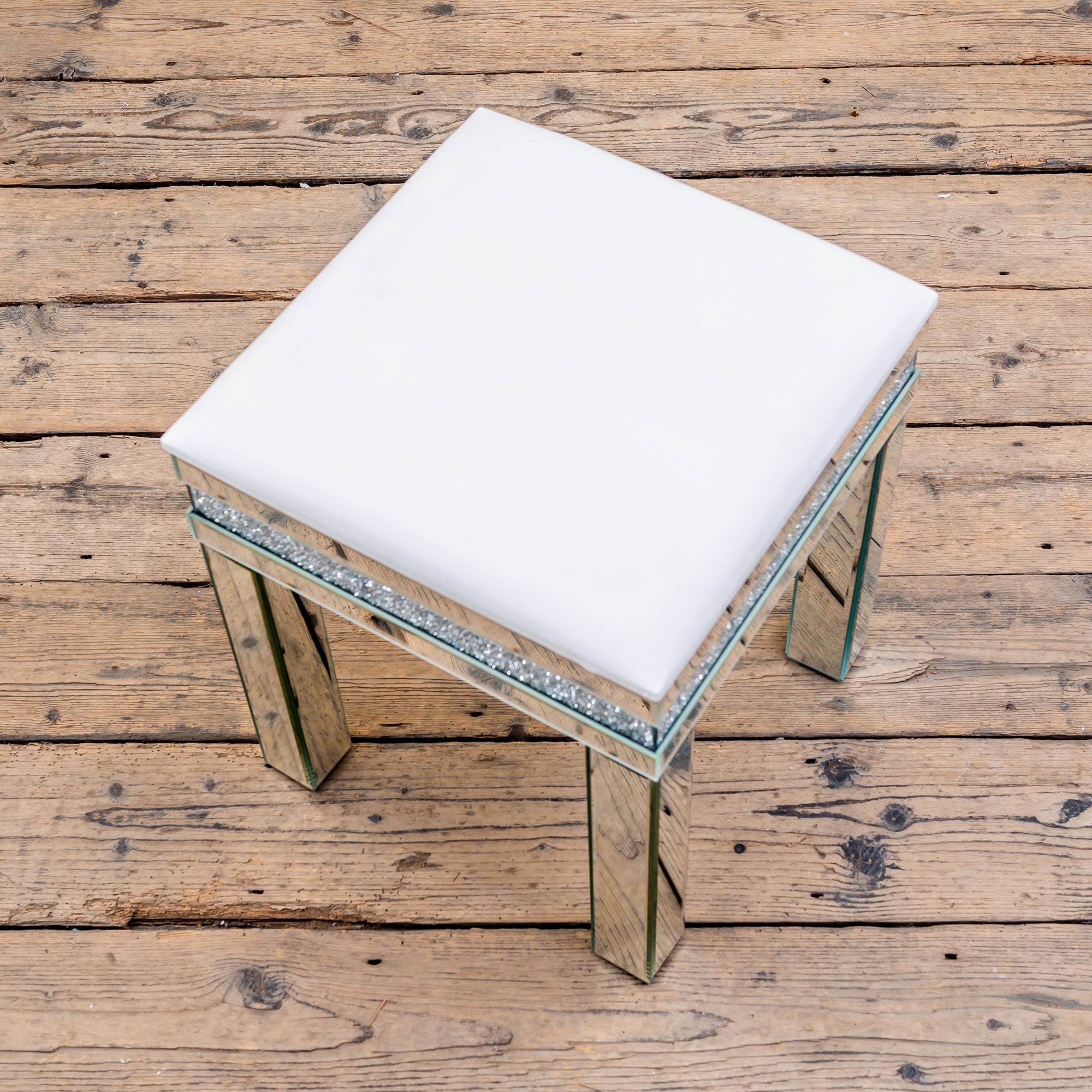 Crushed Diamond Mirrored Stool