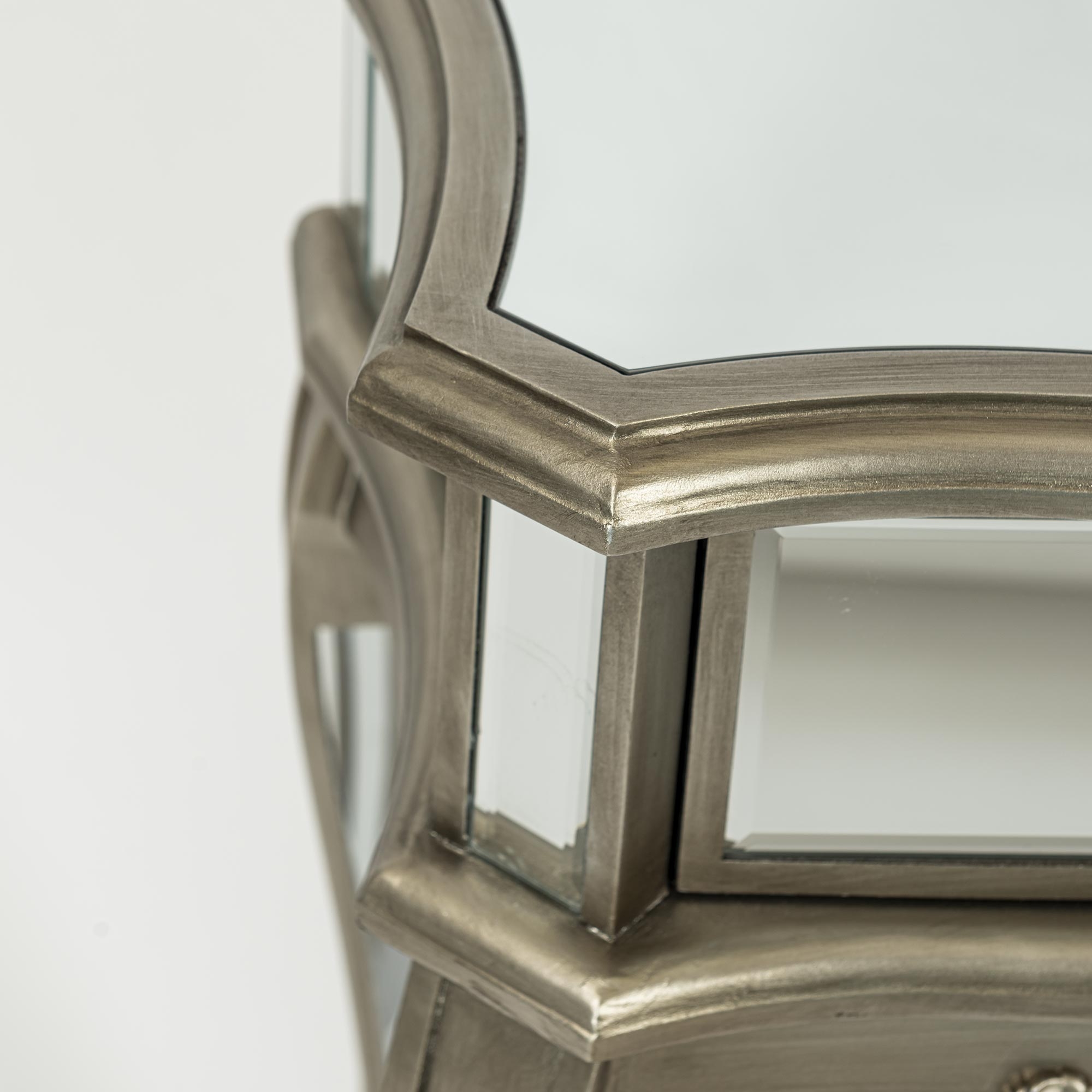 Annabelle Mirrored Bedside Table - Antique Silver