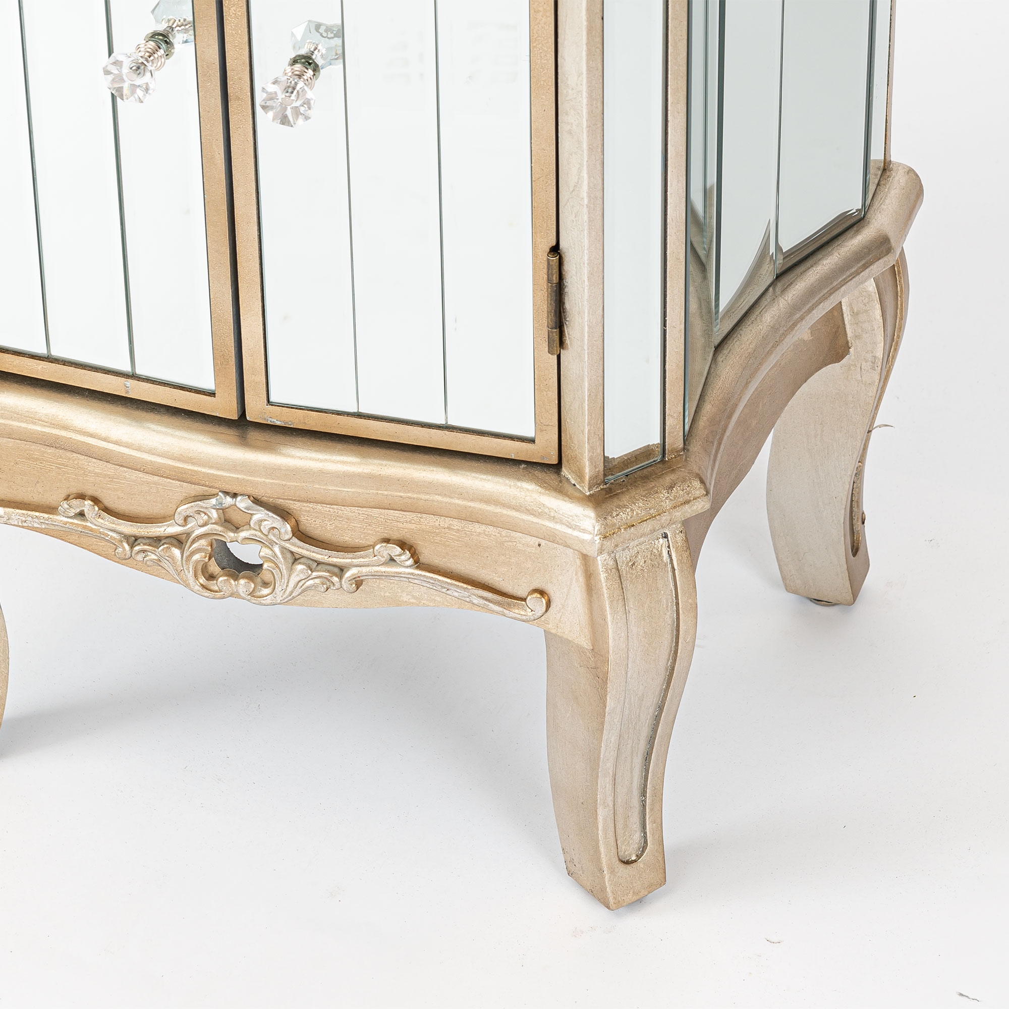 Annabelle Mirrored Sideboard Cabinet - Champagne Silver Gilt Leaf