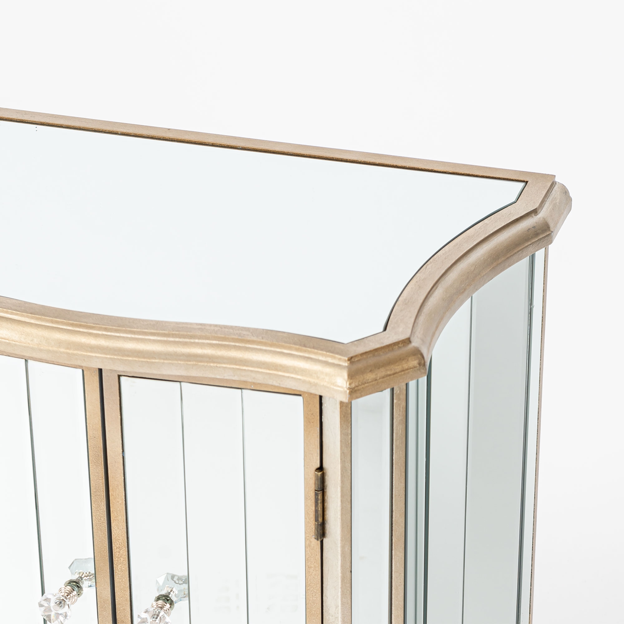 Annabelle Mirrored Sideboard Cabinet - Champagne Silver Gilt Leaf
