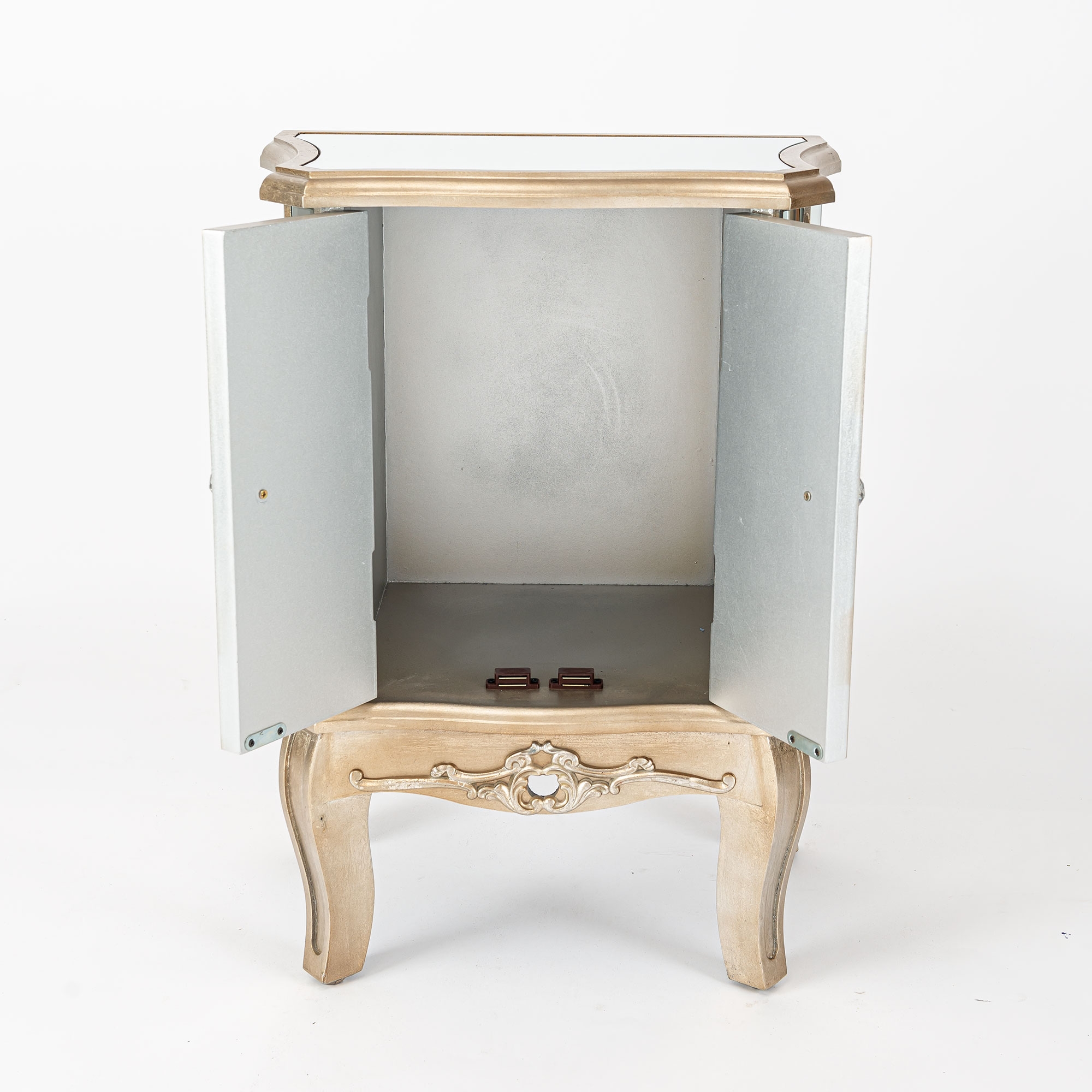 Annabelle Mirrored Sideboard Cabinet - Champagne Silver Gilt Leaf