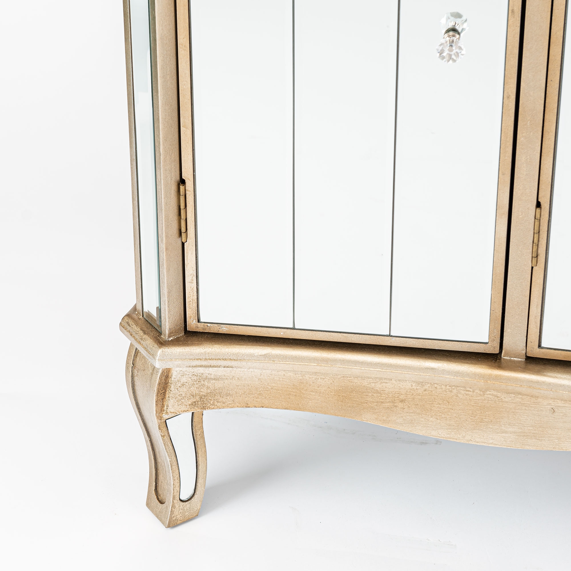 Annabelle Mirrored Sideboard Cabinet - Champagne Silver Gilt Leaf