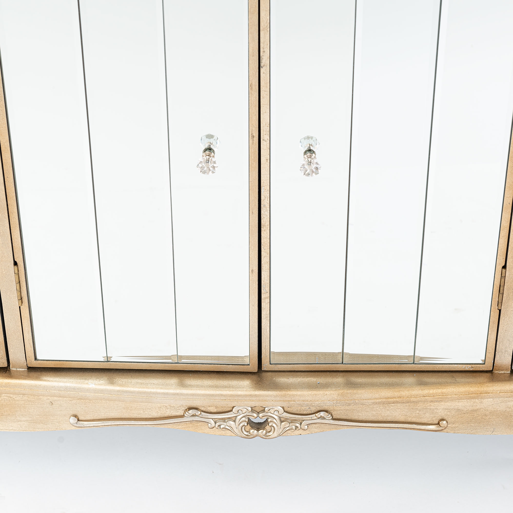 Annabelle Mirrored Sideboard Cabinet - Champagne Silver Gilt Leaf