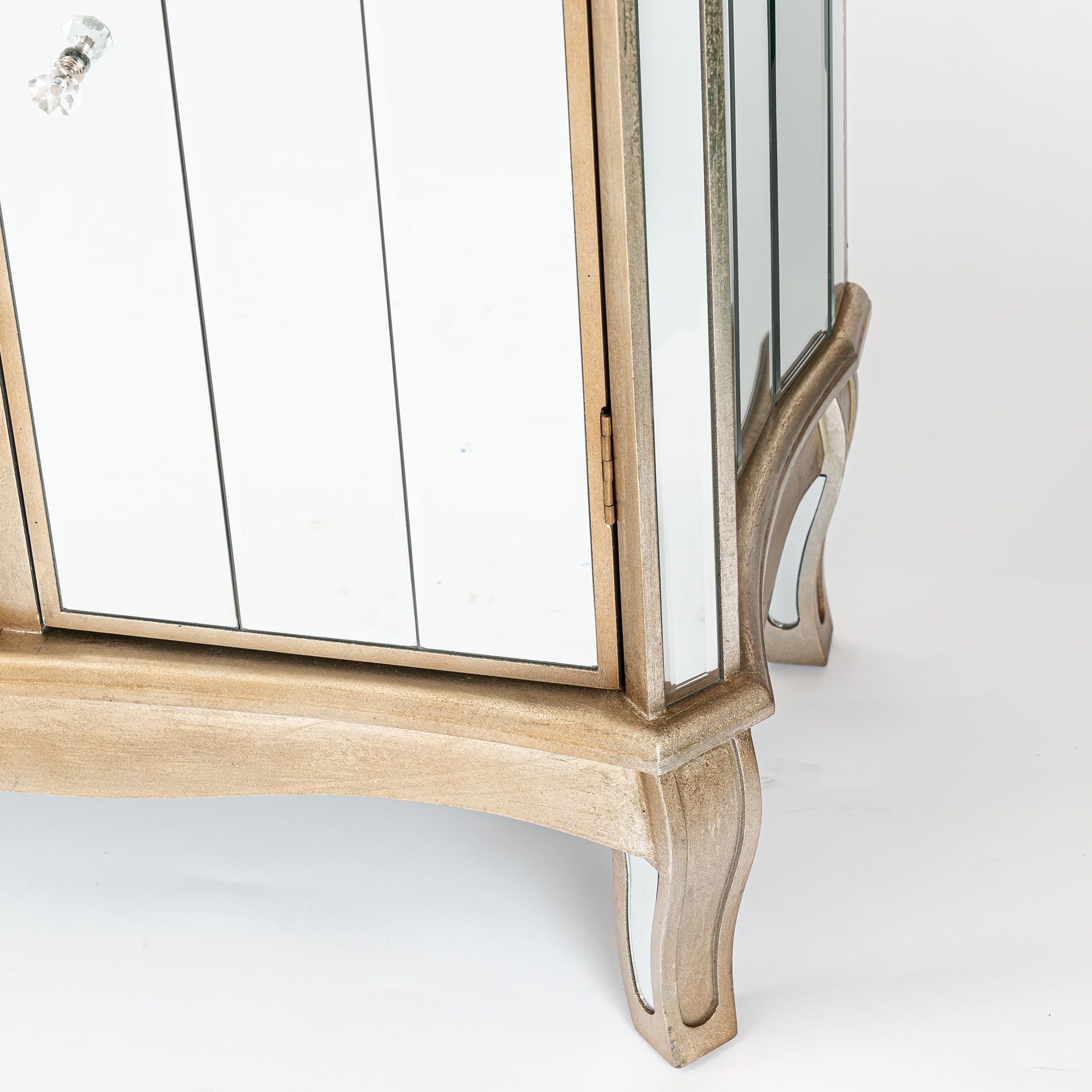Annabelle Mirrored Sideboard Cabinet - Champagne Silver Gilt Leaf