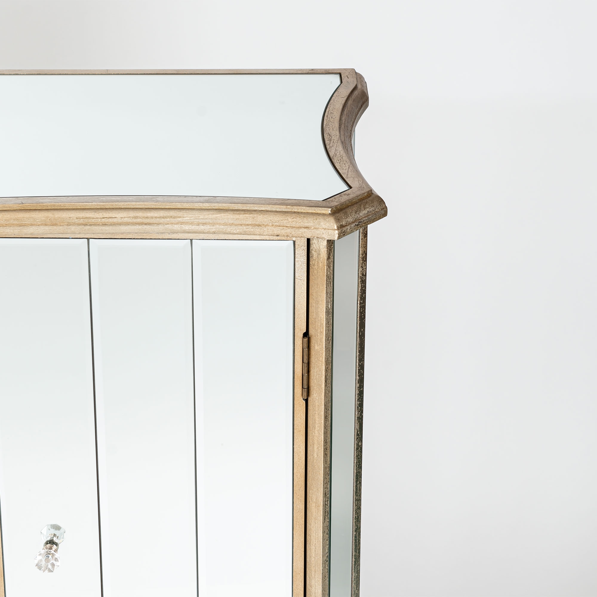 Annabelle Mirrored Sideboard Cabinet - Champagne Silver Gilt Leaf