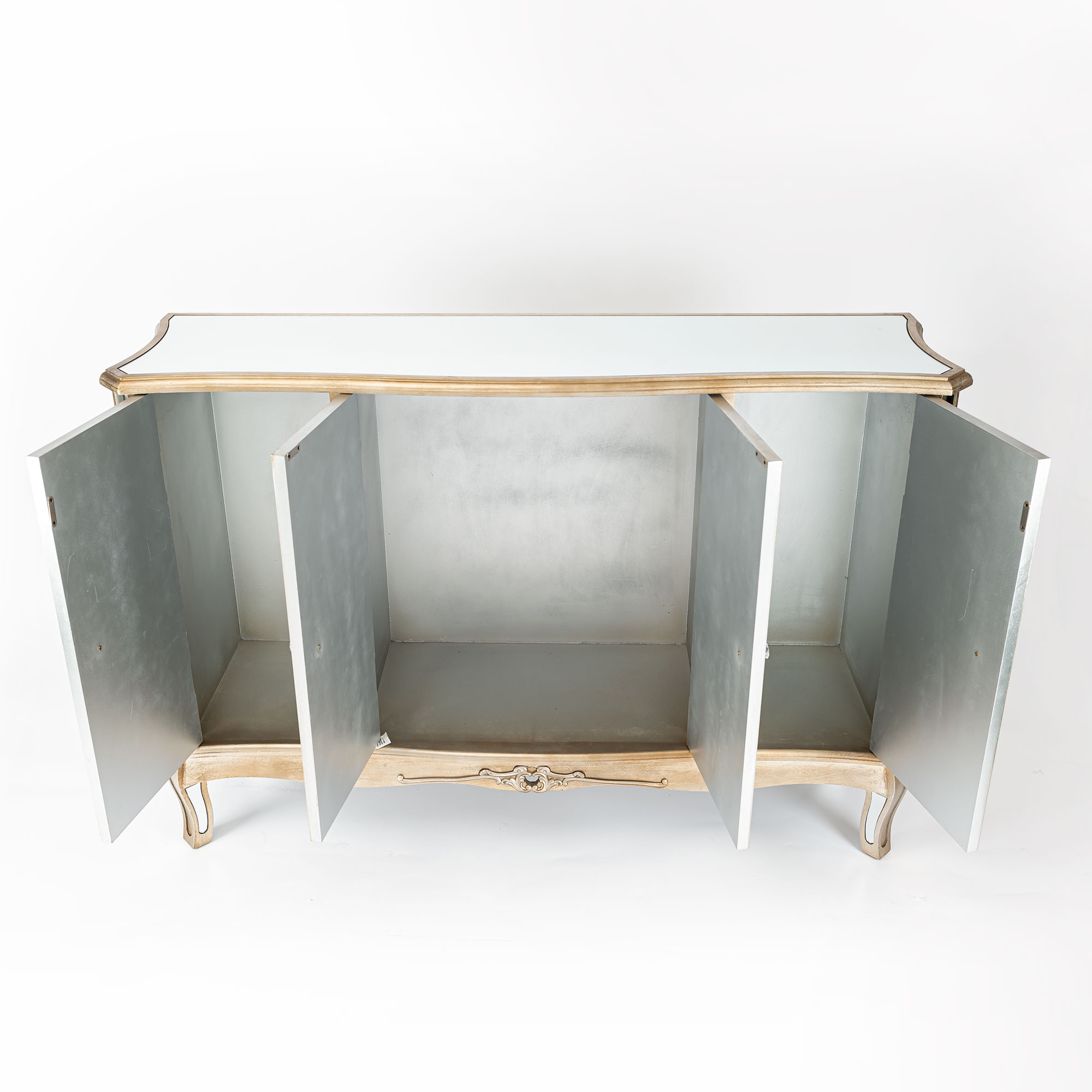 Annabelle Mirrored Sideboard Cabinet - Champagne Silver Gilt Leaf