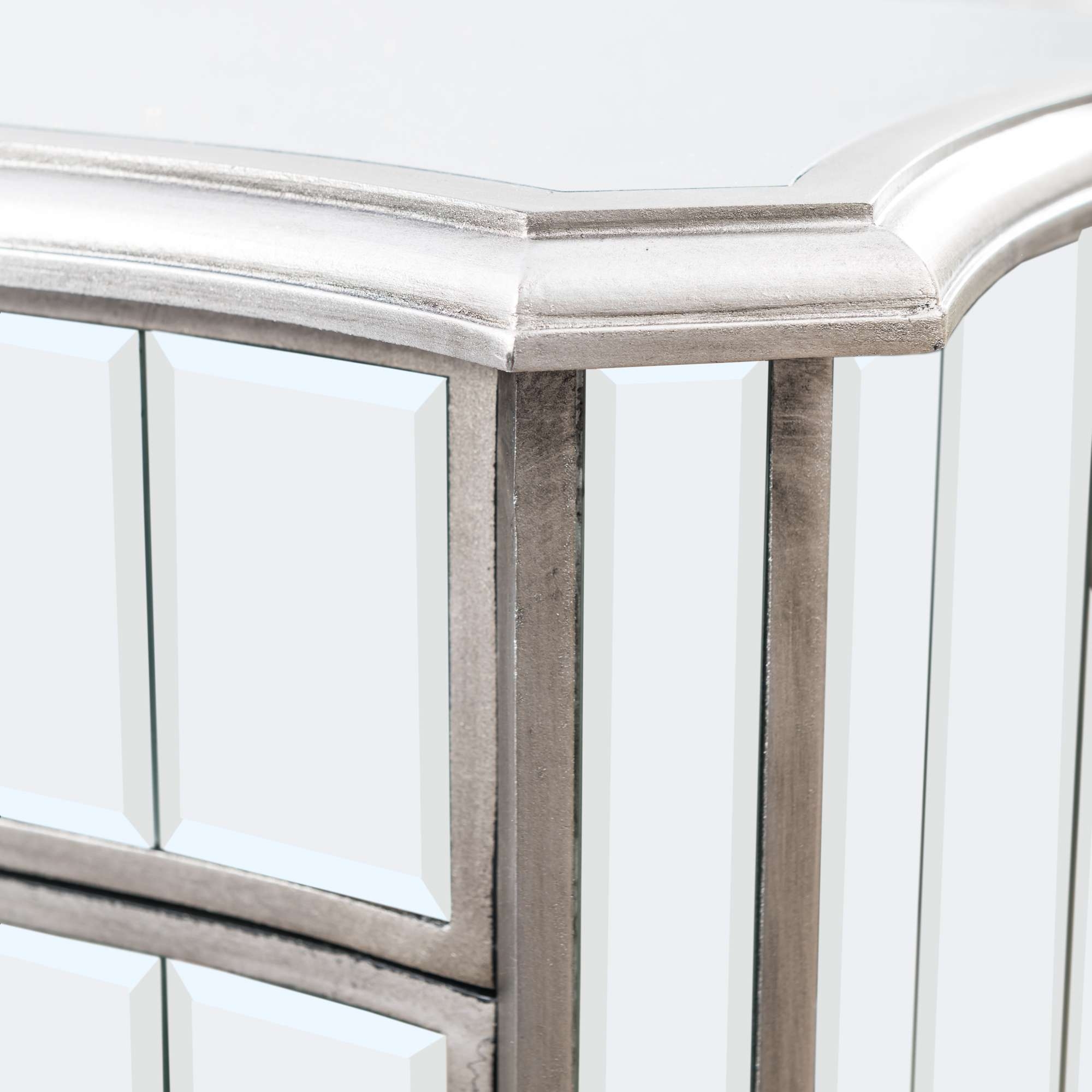 Annabelle Mirrored Bedside Table - Antique Silver