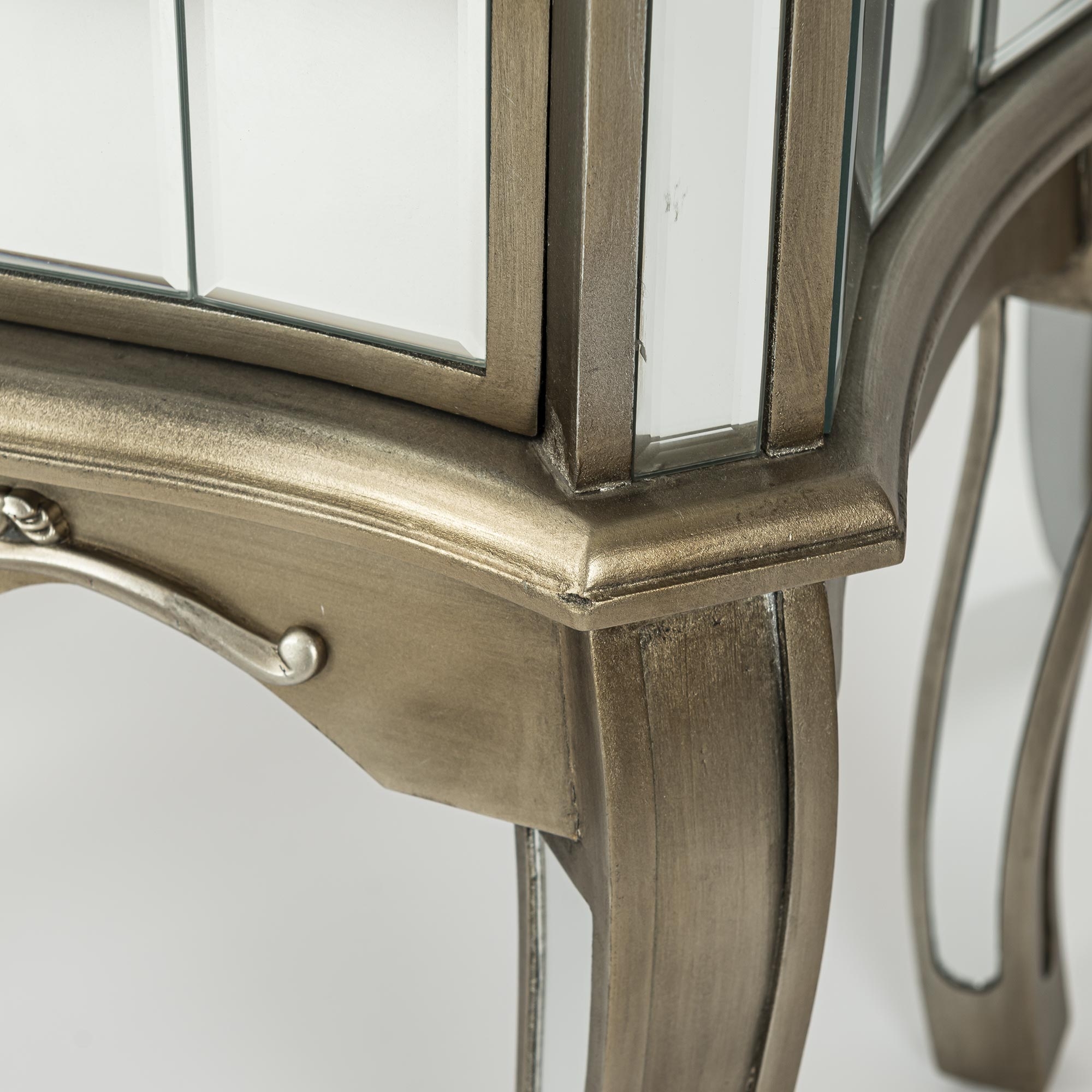 Annabelle Mirrored Bedside Table - Antique Silver