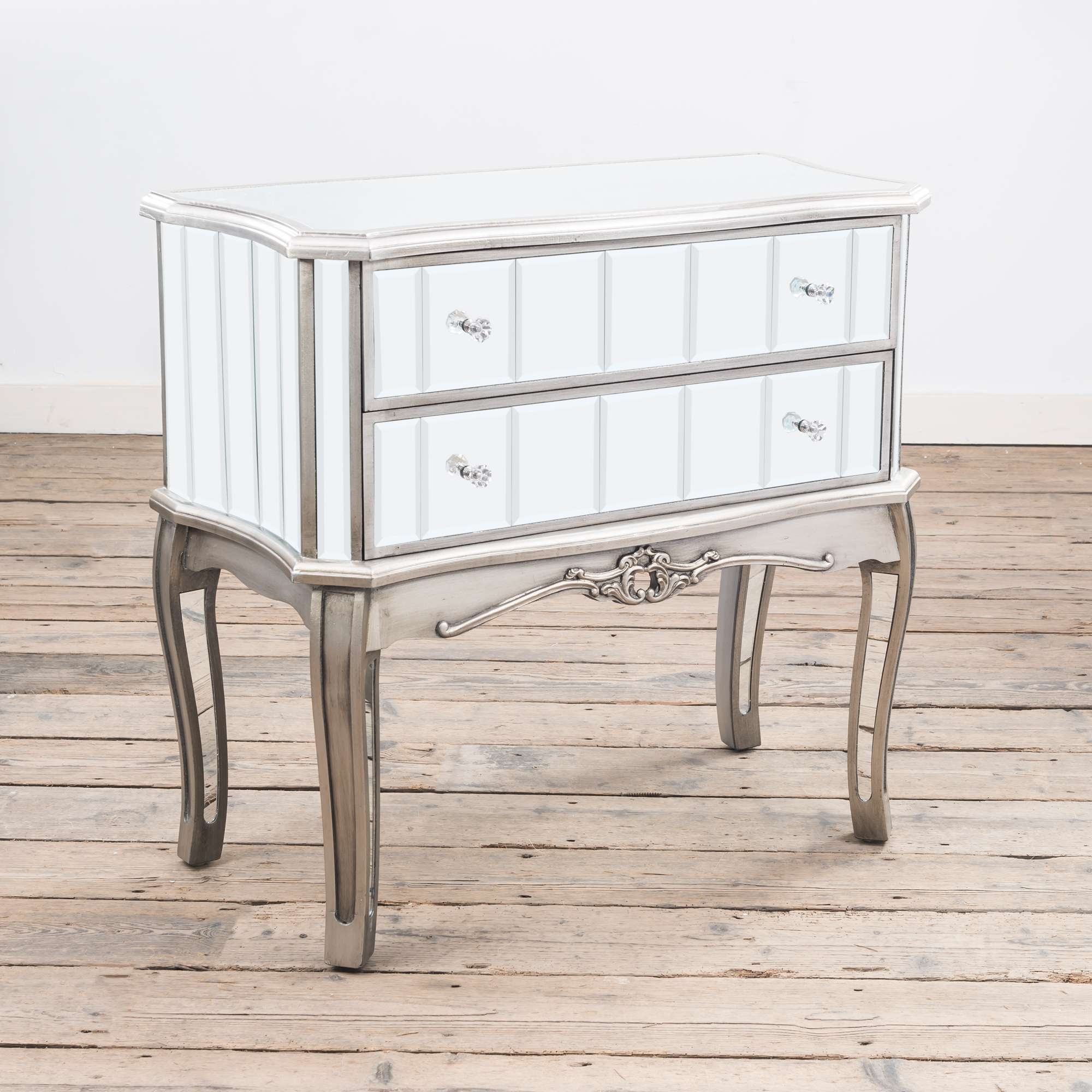 Annabelle Mirrored Chest of Drawers - Antique Silver