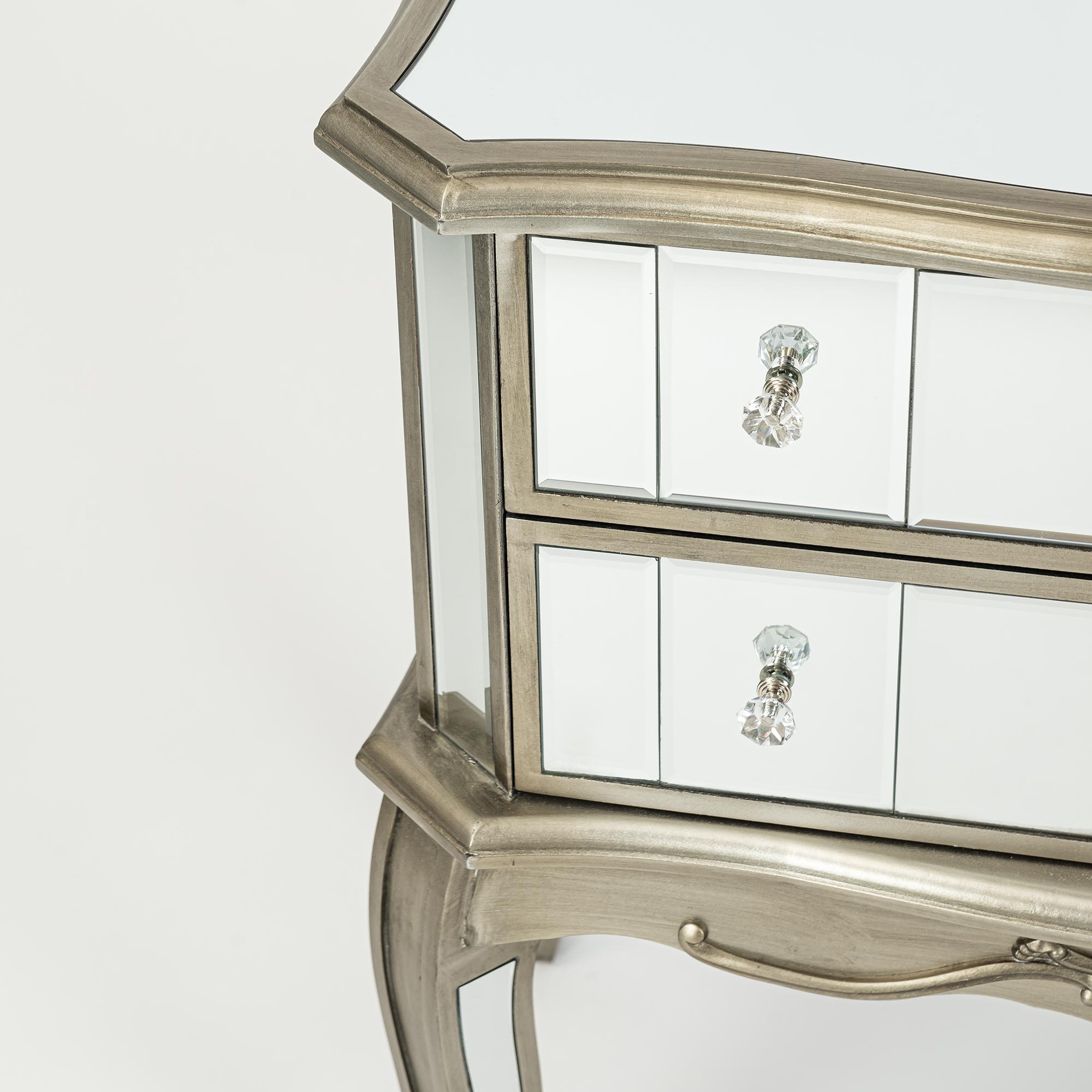 Annabelle Mirrored Chest of Drawers - Antique Silver