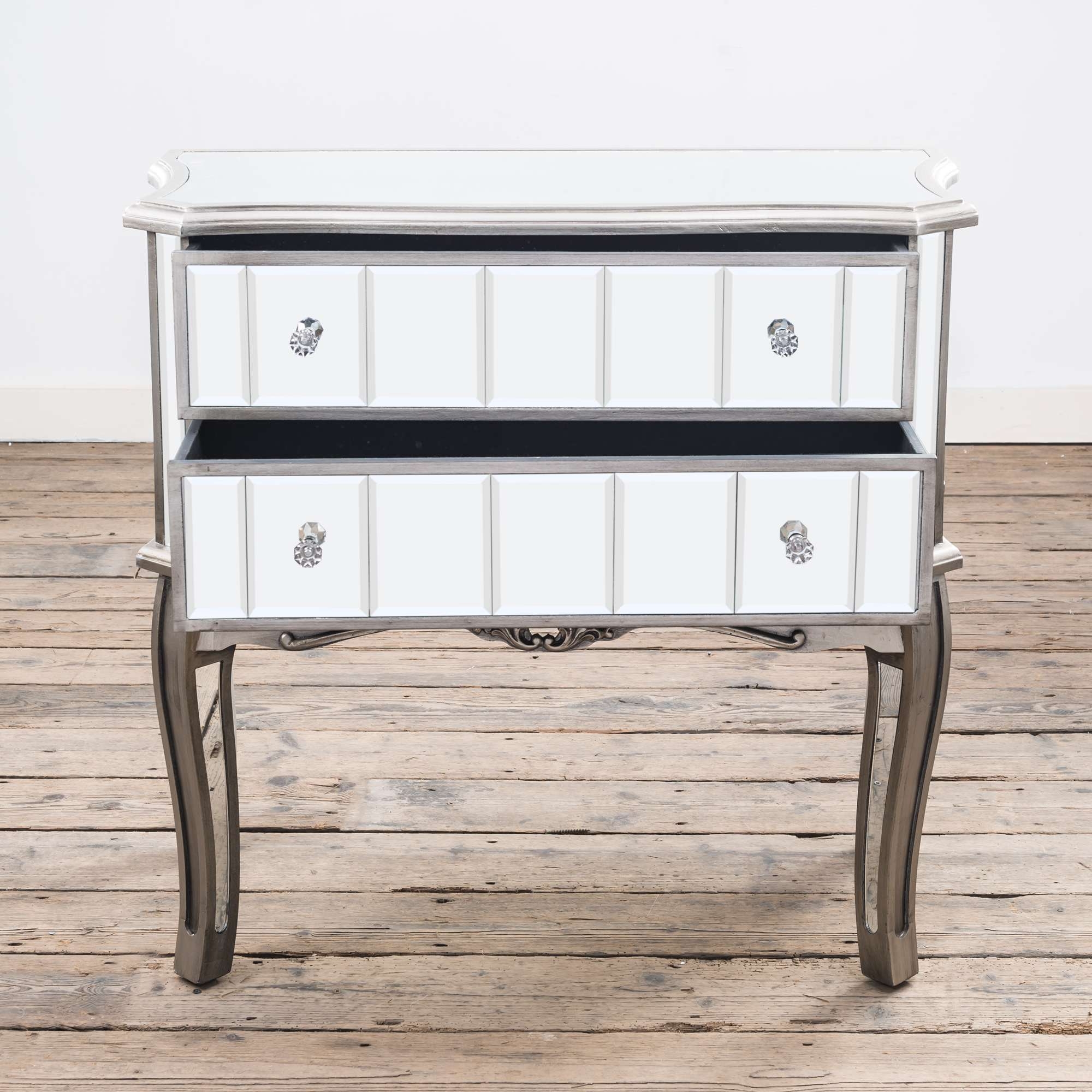Annabelle Mirrored Chest of Drawers - Antique Silver