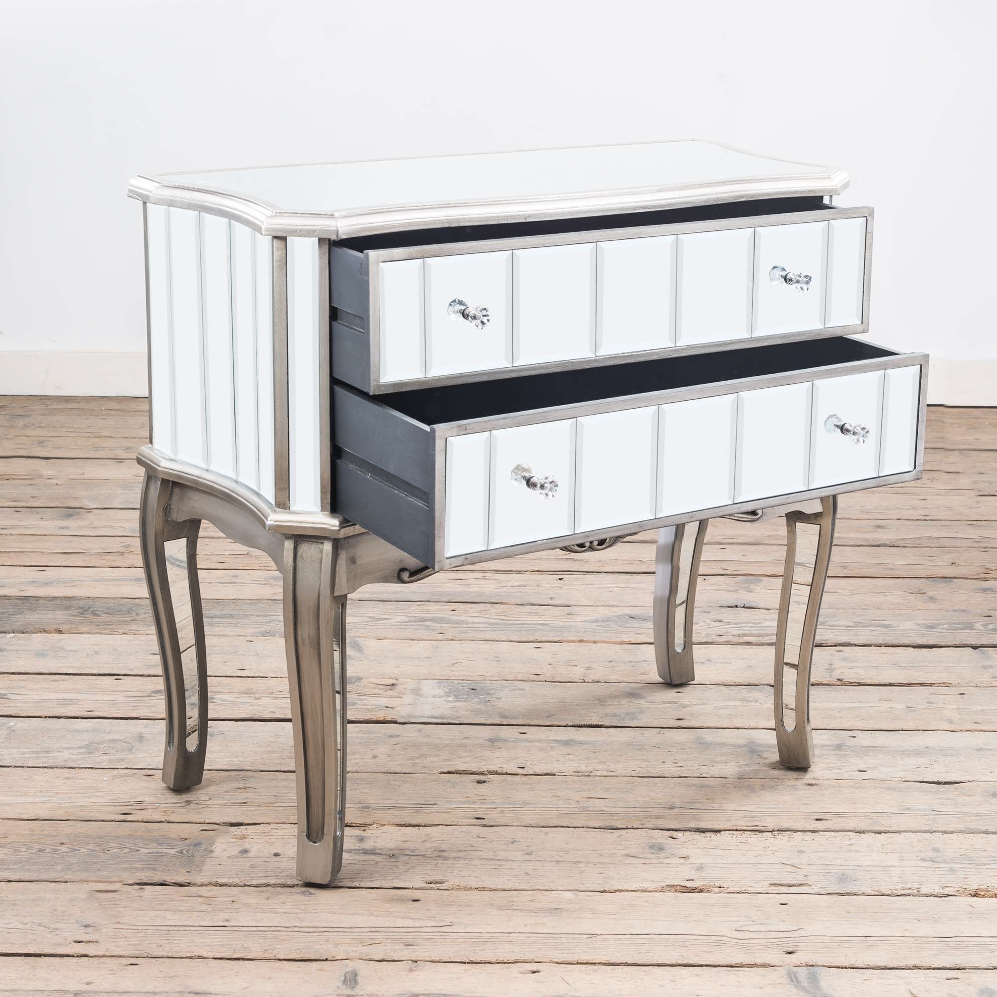 Annabelle Mirrored Chest of Drawers - Antique Silver