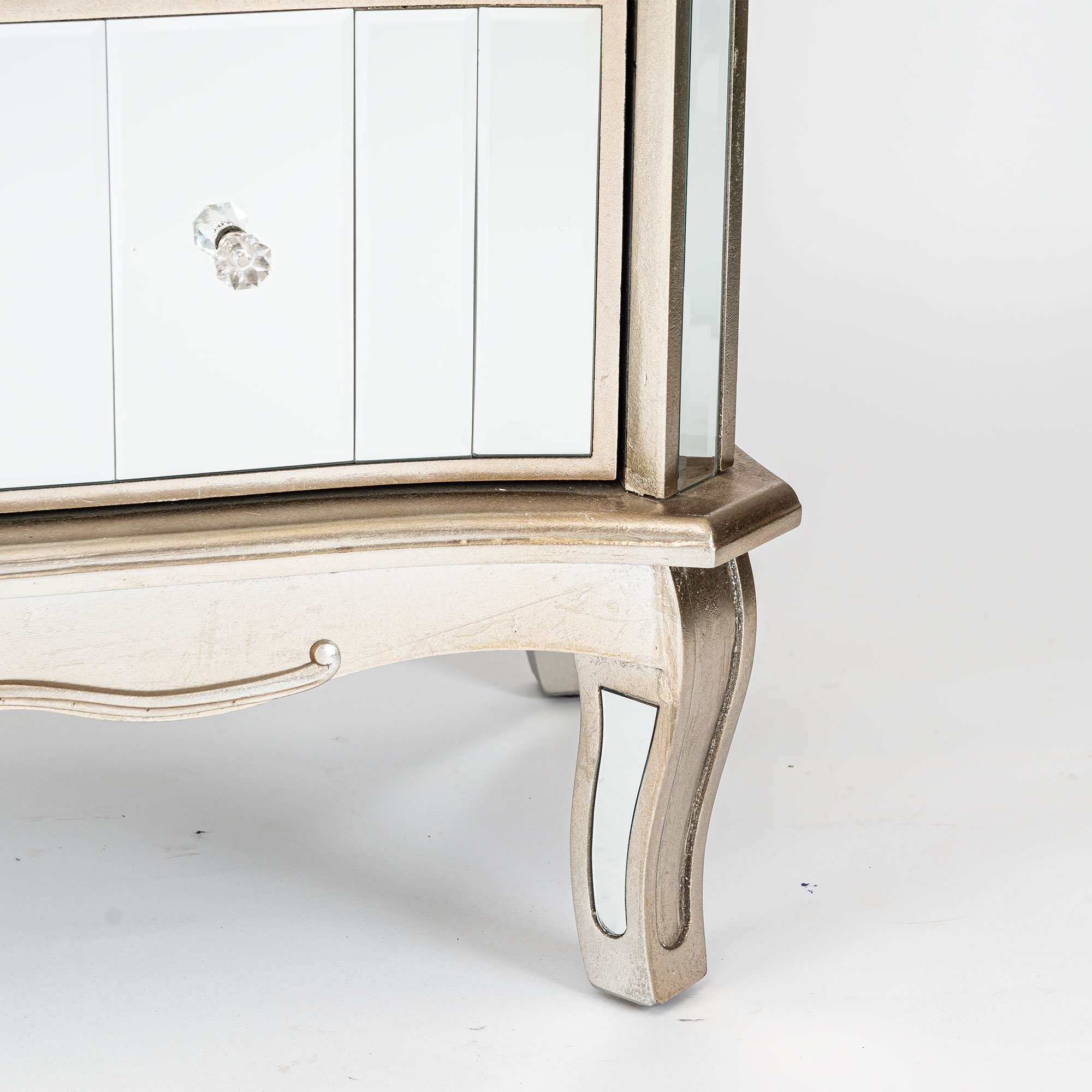  Annabelle Mirrored Chest of Drawers - Champagne Silver Gilt Leaf