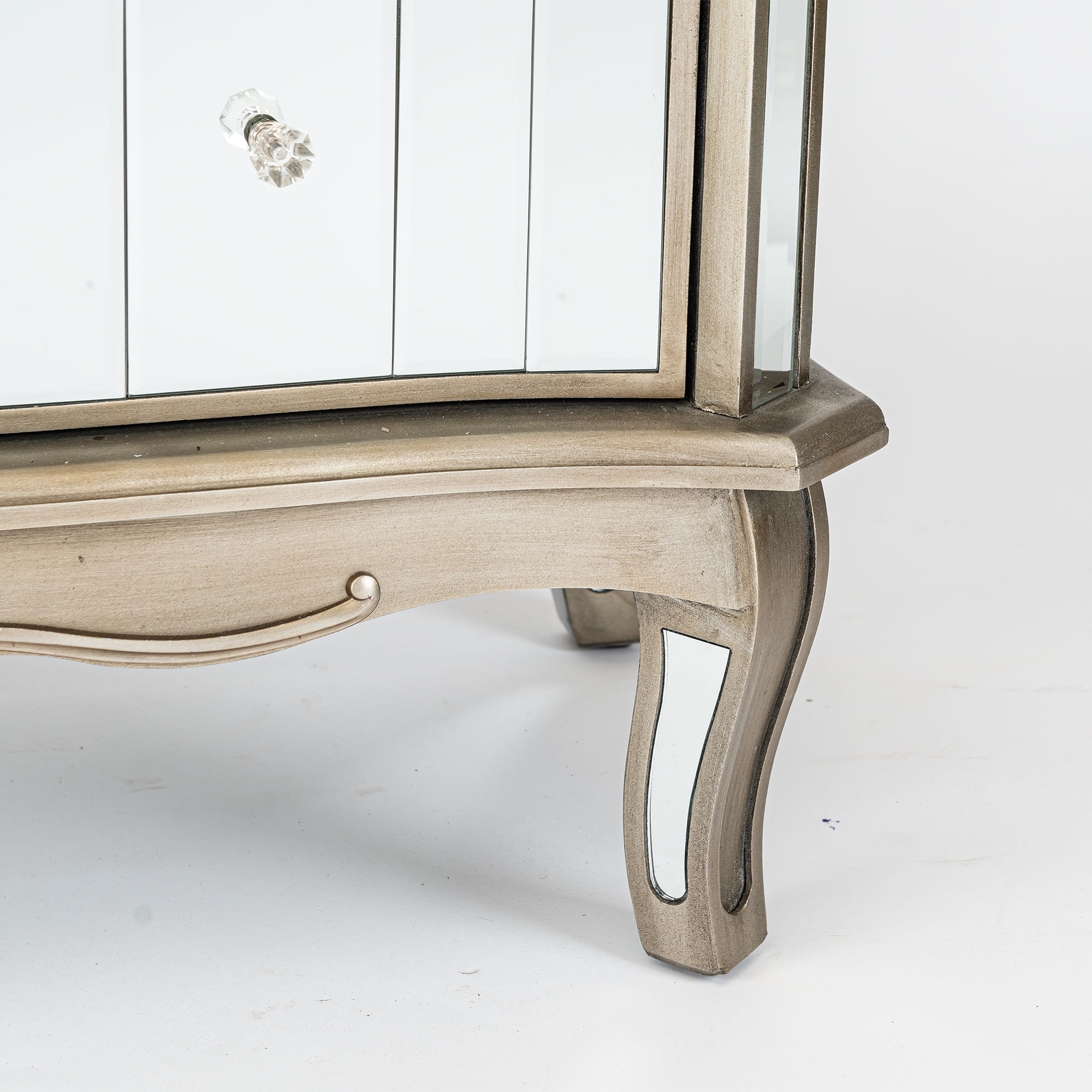 Annabelle Mirrored Chest of Drawers - Antique Silver