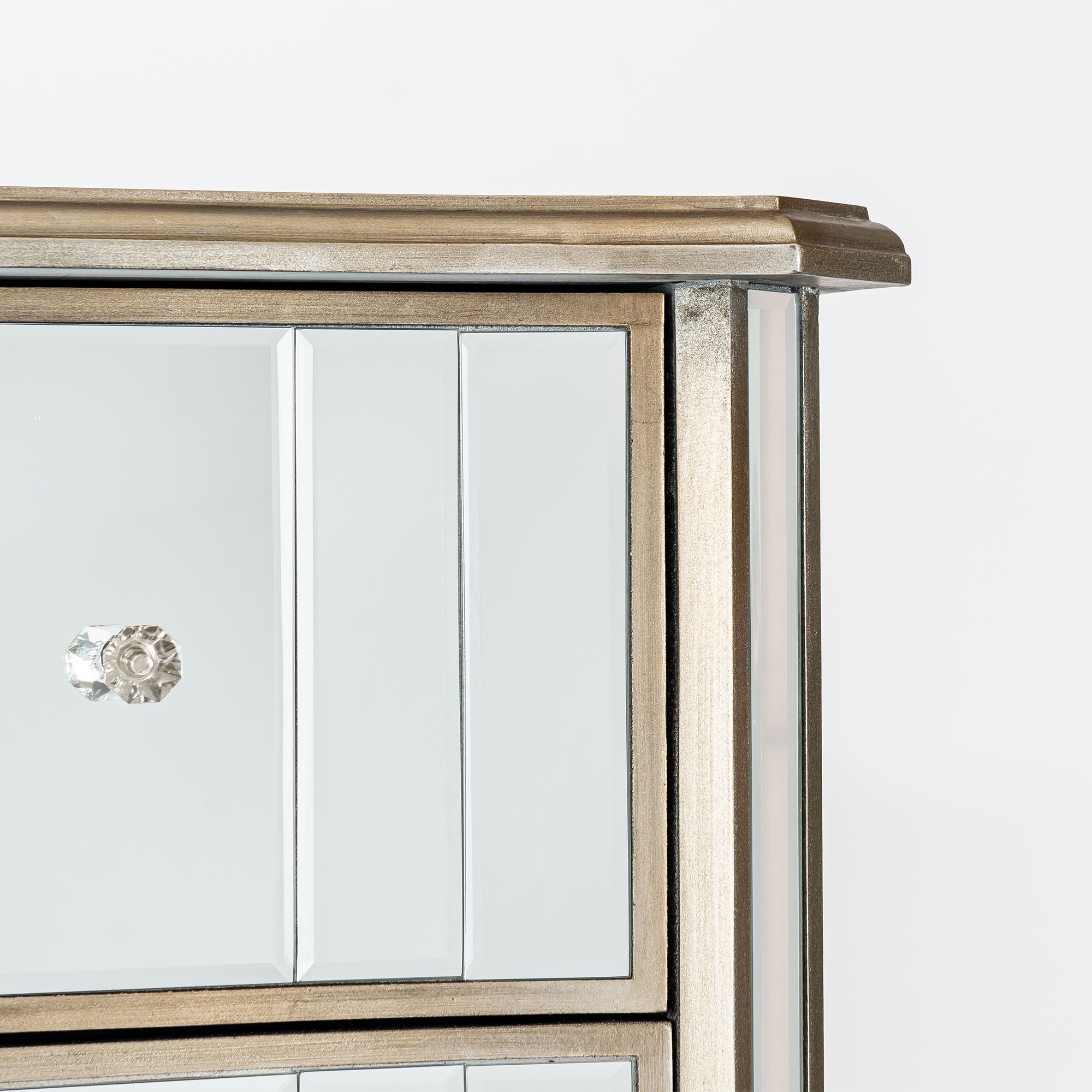 Annabelle Mirrored Chest of Drawers - Antique Silver
