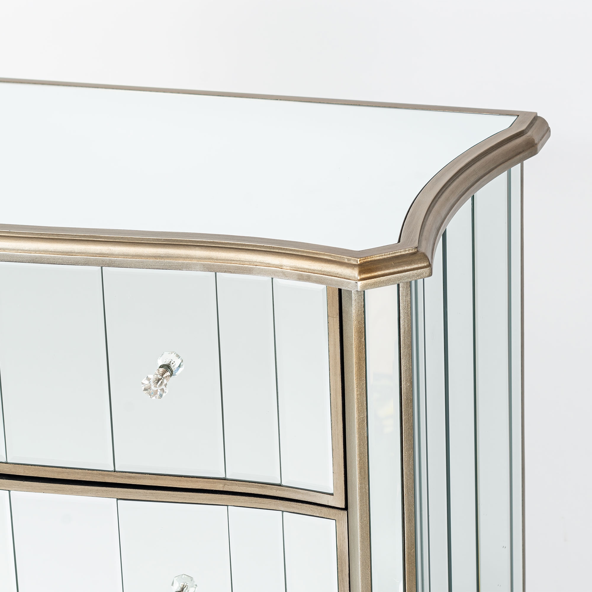 Annabelle Mirrored Chest of Drawers - Antique Silver