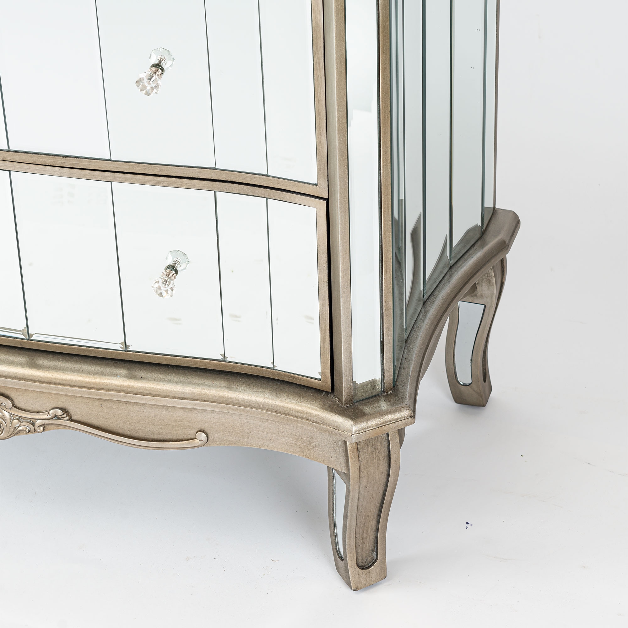 Annabelle Mirrored Chest of Drawers - Antique Silver