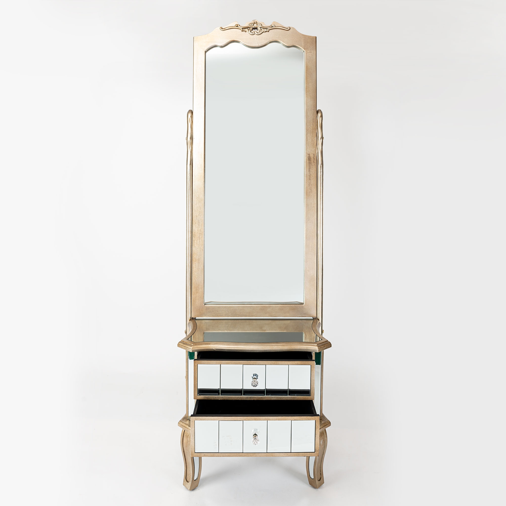 Annabelle Full Length Mirror - Champagne Silver Gilt Leaf