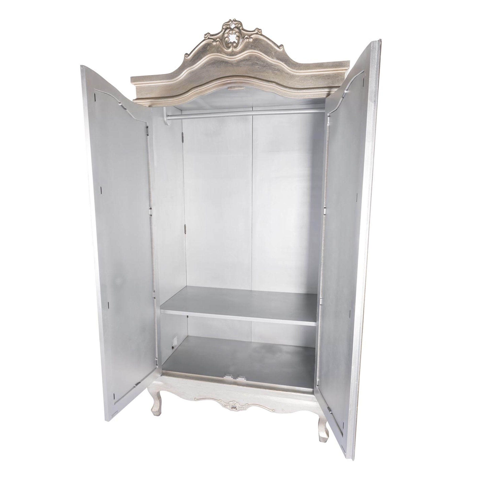 Annabelle Mirrored Wardrobe - Champagne Silver Gilt Leaf