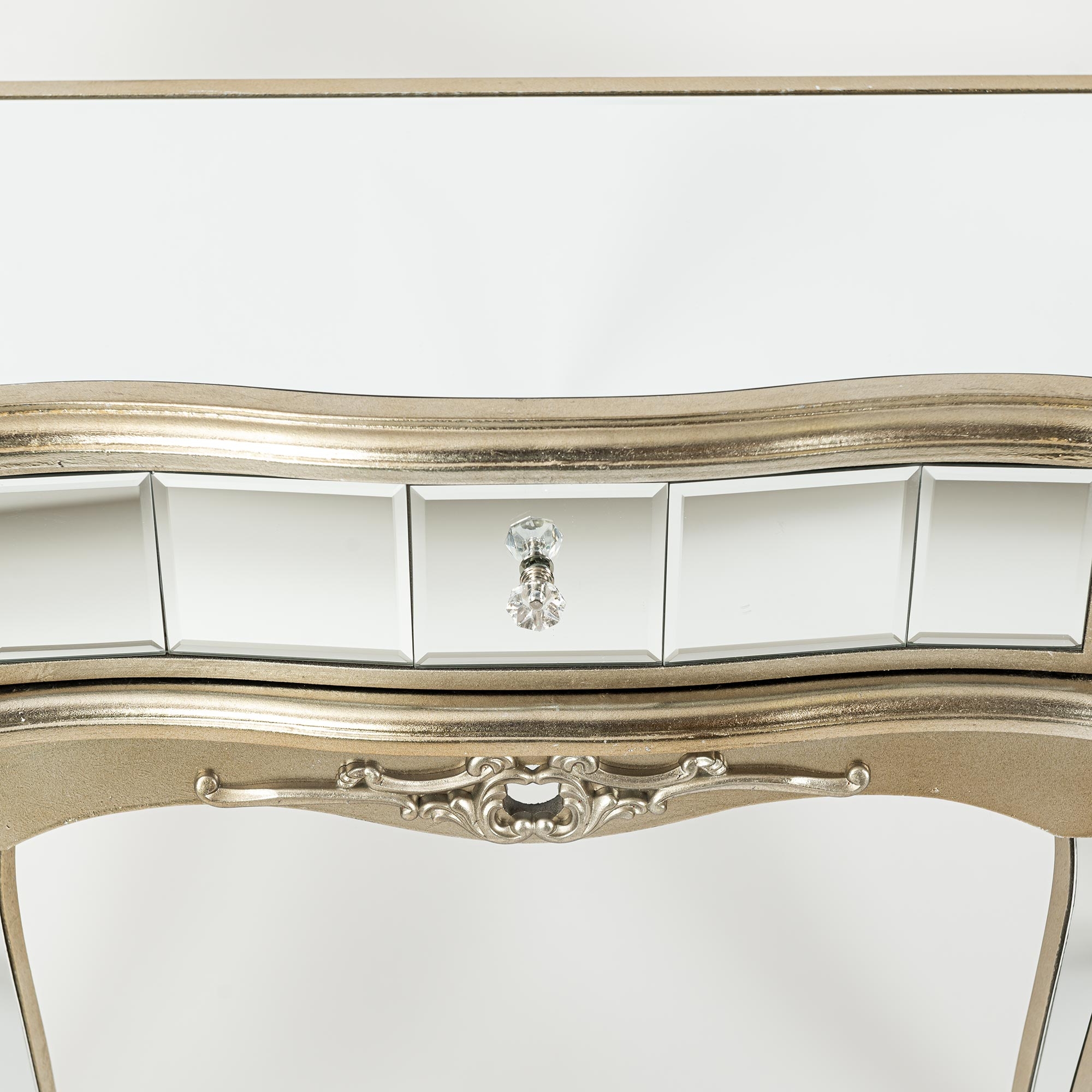 Annabelle Mirrored Dressing Table - Champagne Silver Gilt Leaf